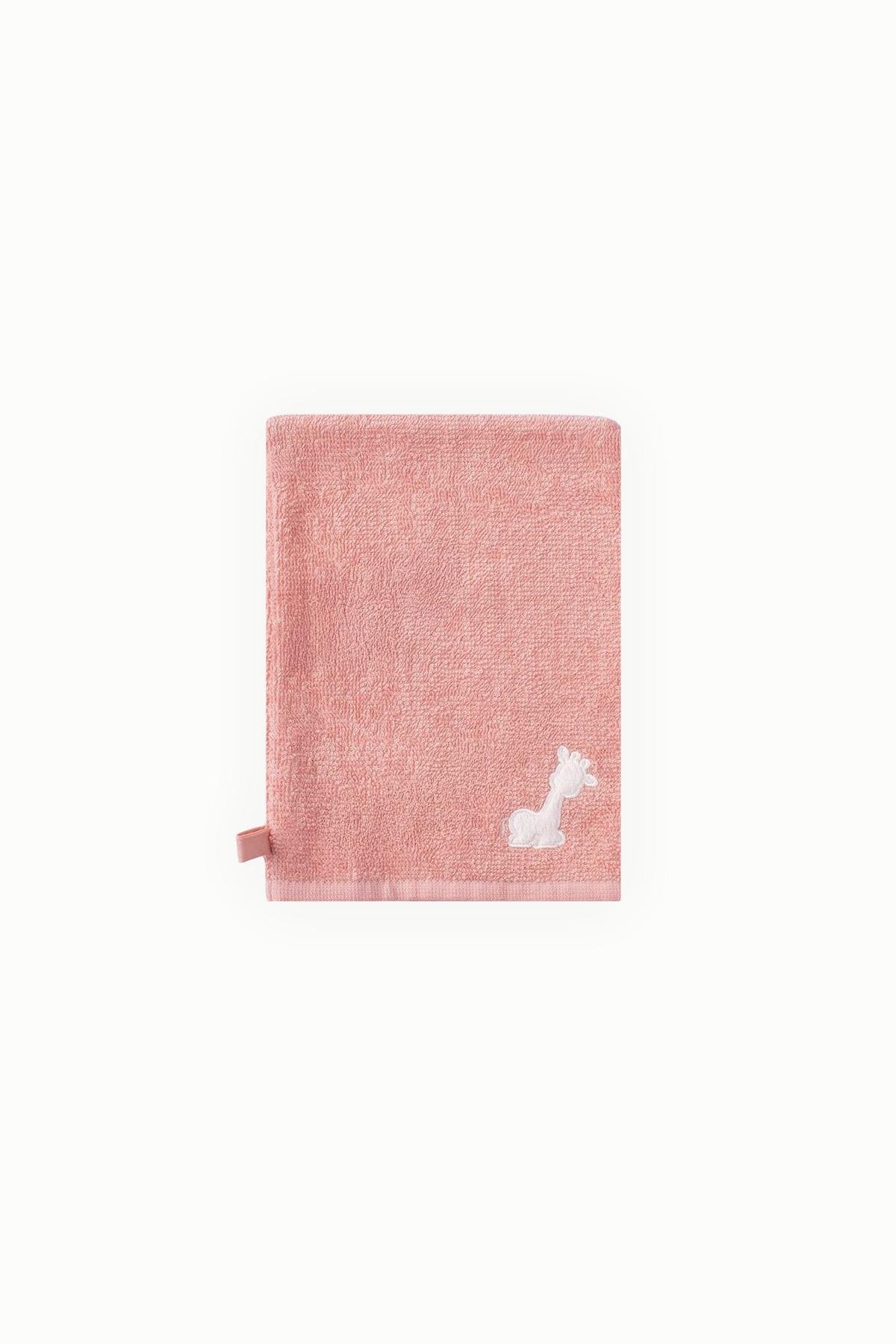 Uygun BebeBebek Havlu Banyo Kesesi Zürafa Nakışlı PembeHavlu & Bornoz