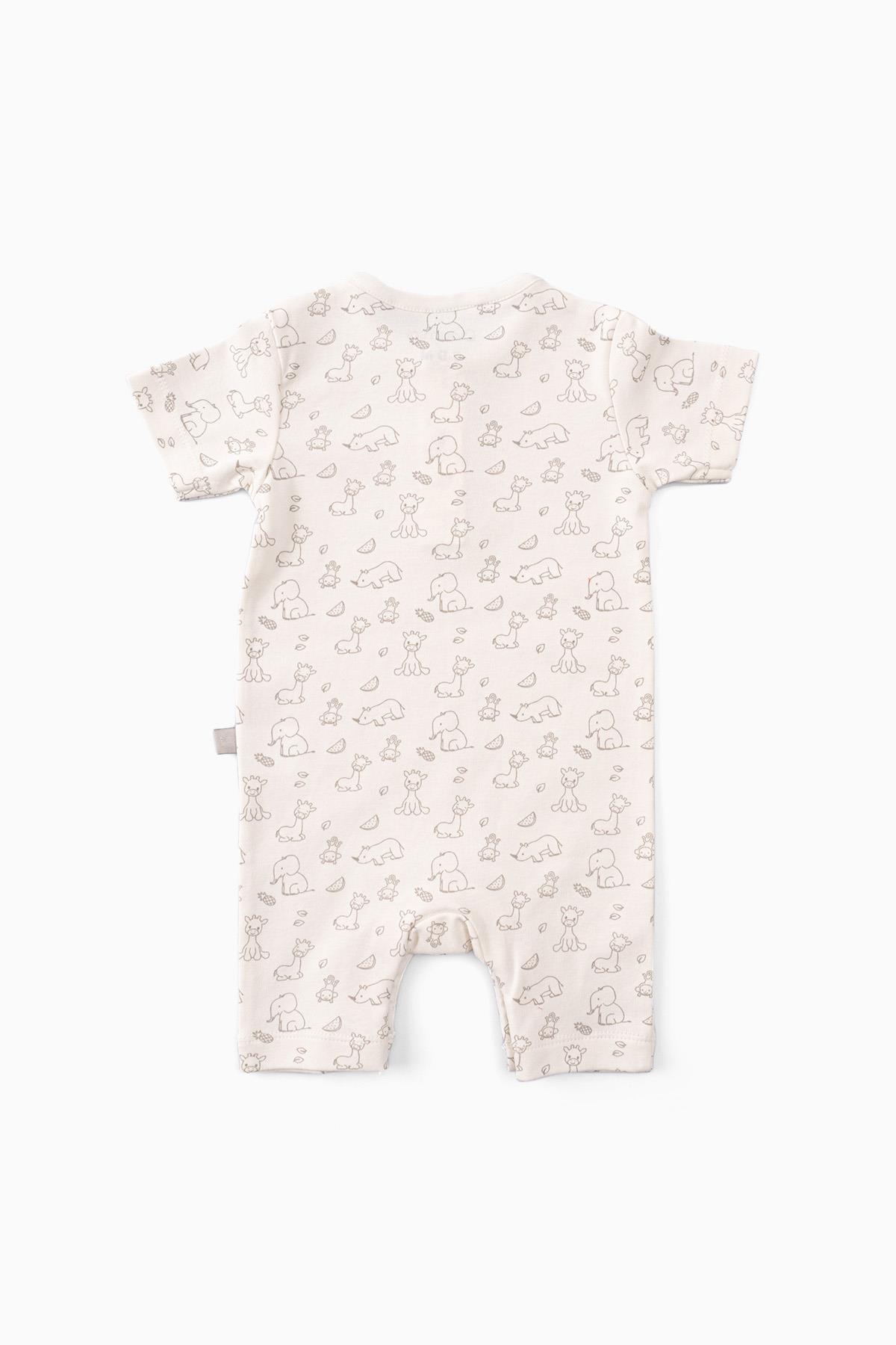 Bebek Şort Tulumu Kısa Kollu Pamuklu Tulum ZürafaTulum Bebek Şort Tulumu Kısa Kollu Pamuklu Tulum Zürafa Boumini