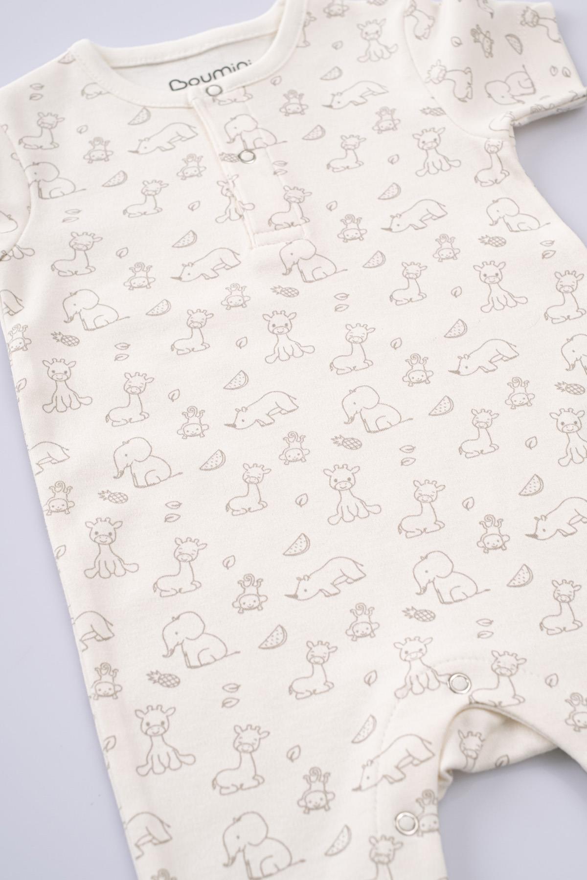 Bebek Şort Tulumu Kısa Kollu Pamuklu Tulum ZürafaTulum Bebek Şort Tulumu Kısa Kollu Pamuklu Tulum Zürafa Boumini