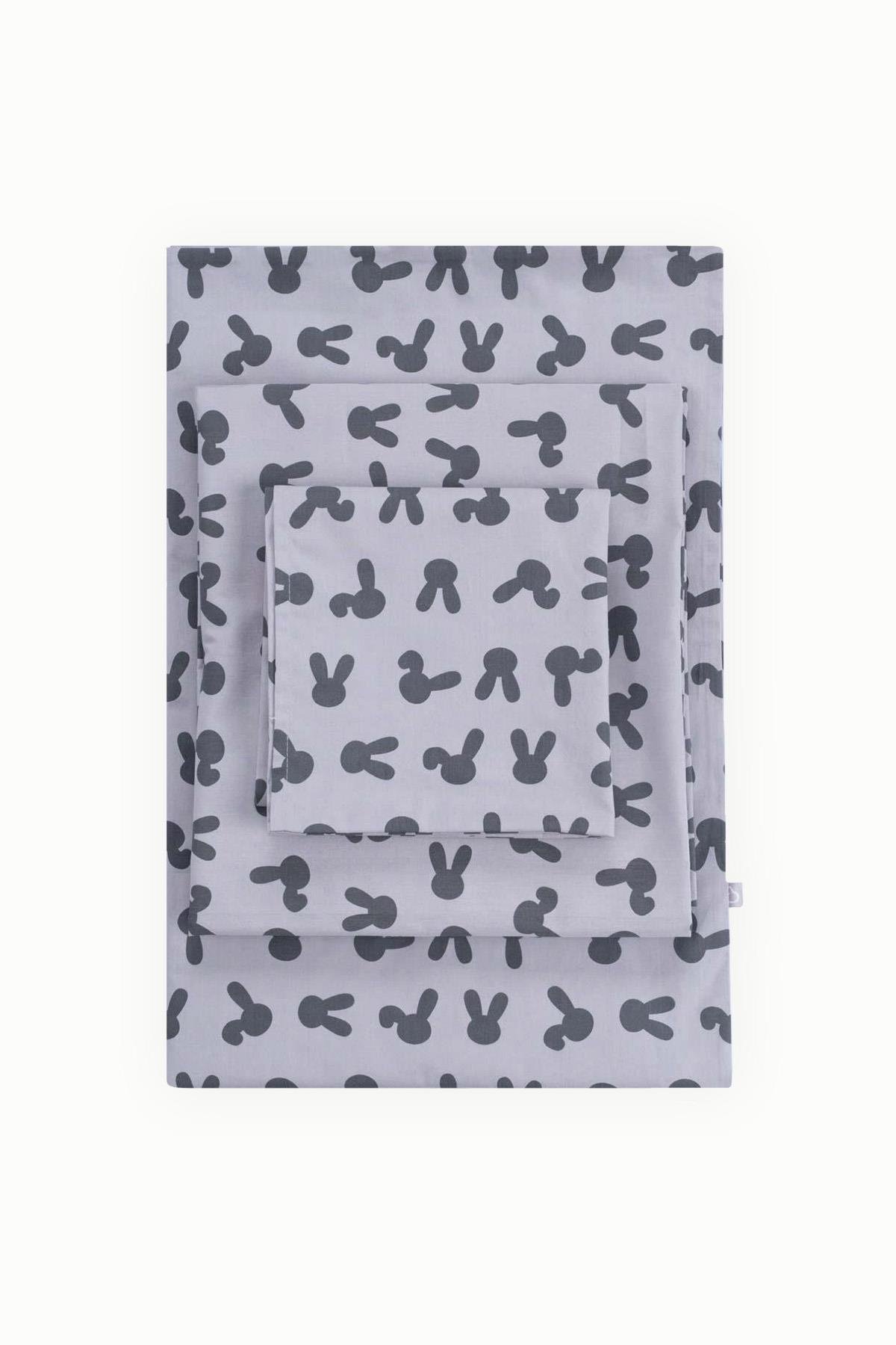 BouminiBoumini % 100 Pamuk Bebek Nevresim Takımı Tavşan Kulağı GriNevresim Takımları