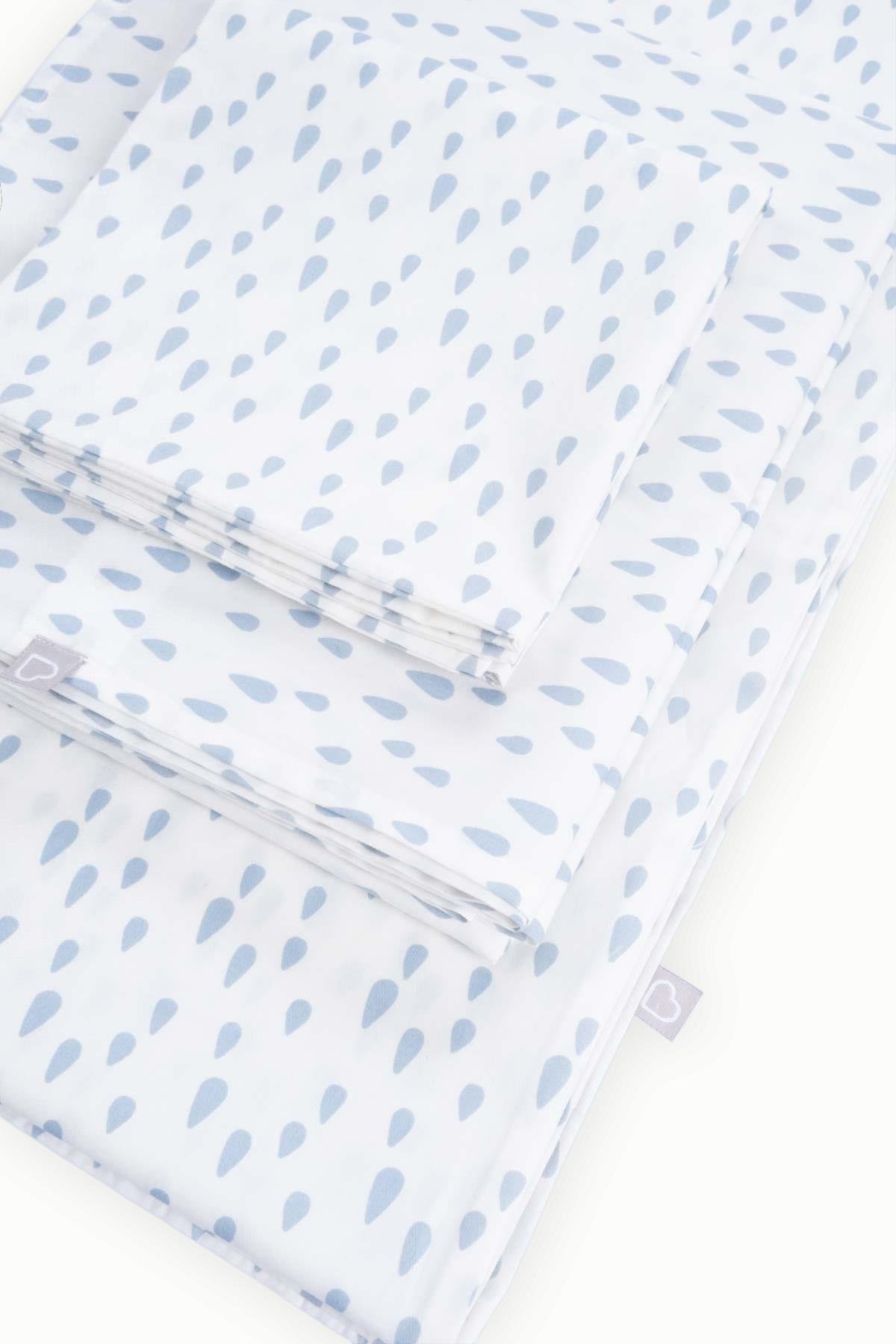 BouminiBoumini % 100 Pamuk Bebek Nevresim Takımı Yağmur Damlası MaviNevresim Takımları