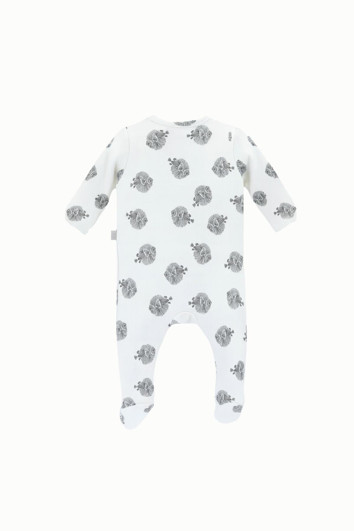 BouminiBoumini % 100 Pamuklu Bebek Tulumu Patikli Çizgili Balık BejTulum