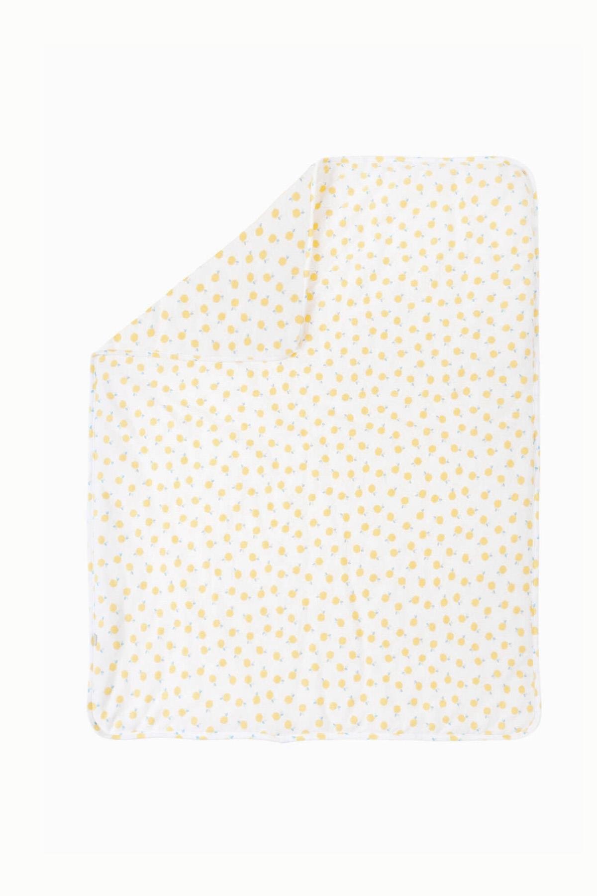 BouminiBoumini 100x150 cm Pamuklu Bebek Battaniye Çift Taraflı Elyaf Dolgulu Limonlar SarıBattaniye