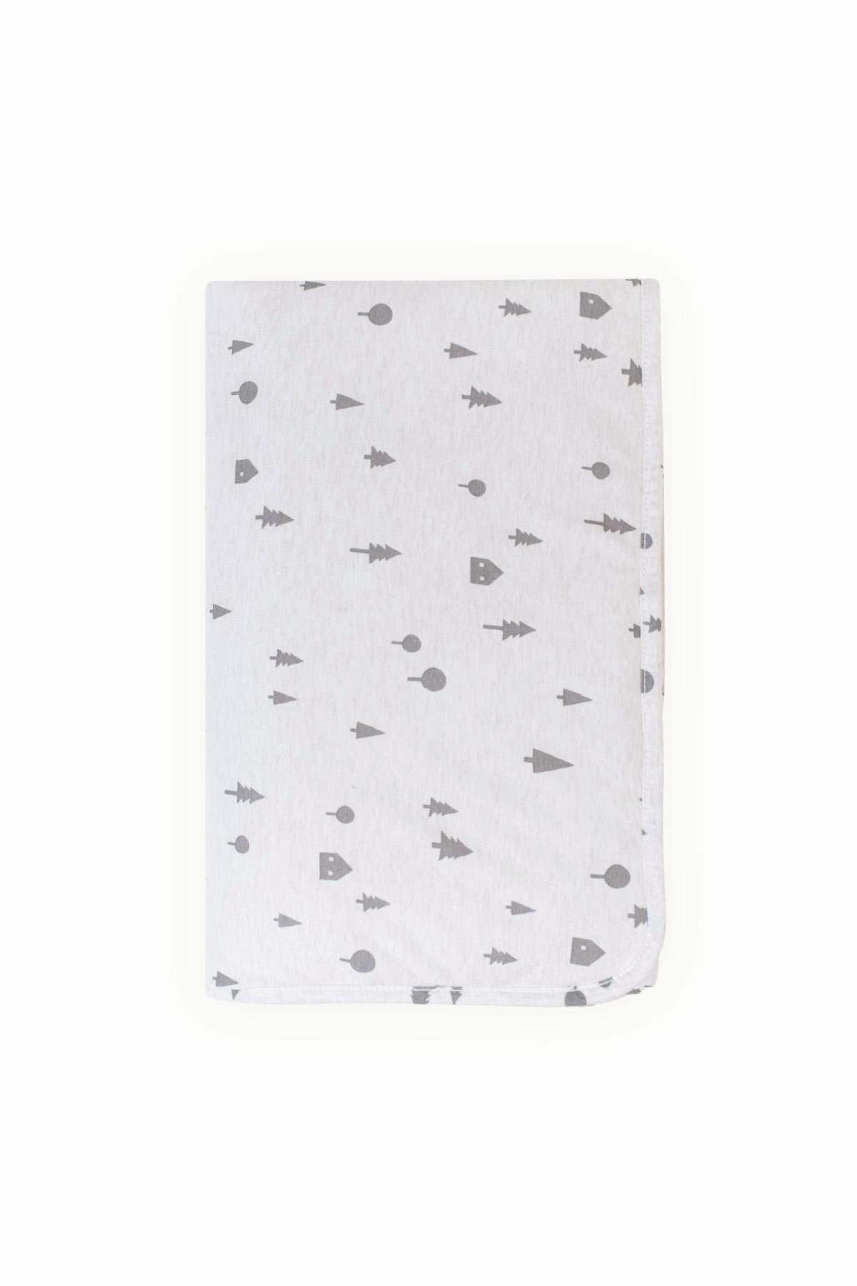 BouminiBoumini 75x100 cm Elyaf Dolgulu Pamuklu Bebek Battaniyesi Çift Taraflı Çam Ormanı BejBattaniye