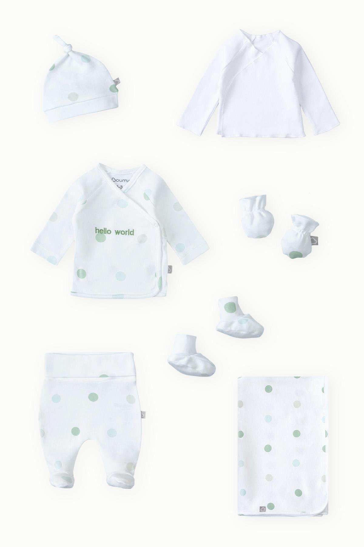 BouminiBoumini 7'li Bebek Hastane Çıkış Seti Hello World YeşilHastane Çıkış Setleri