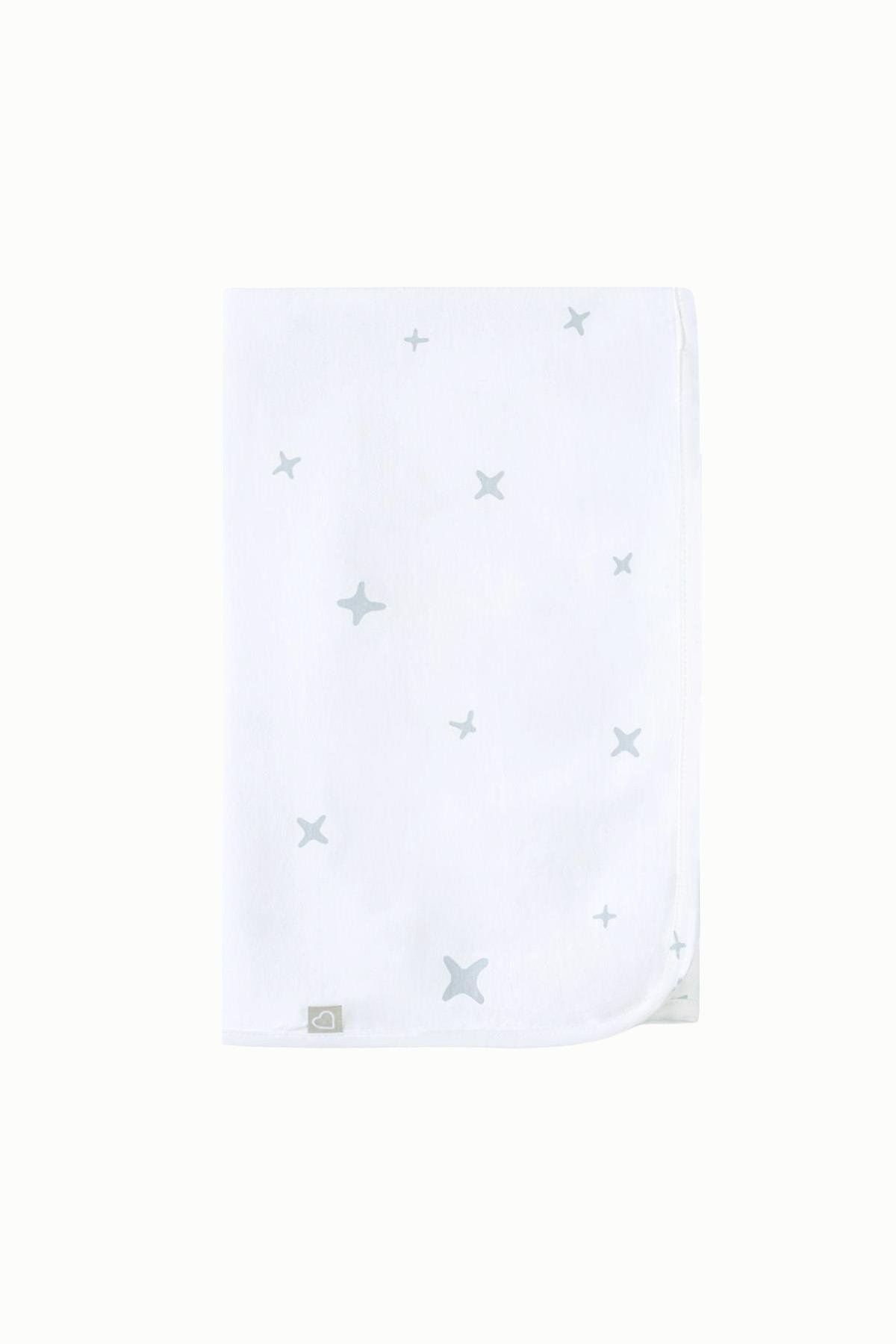 BouminiBoumini 80x100 cm Pamuklu Çift Katlı Bebek Battaniyesi Mavi YıldızlarBattaniye