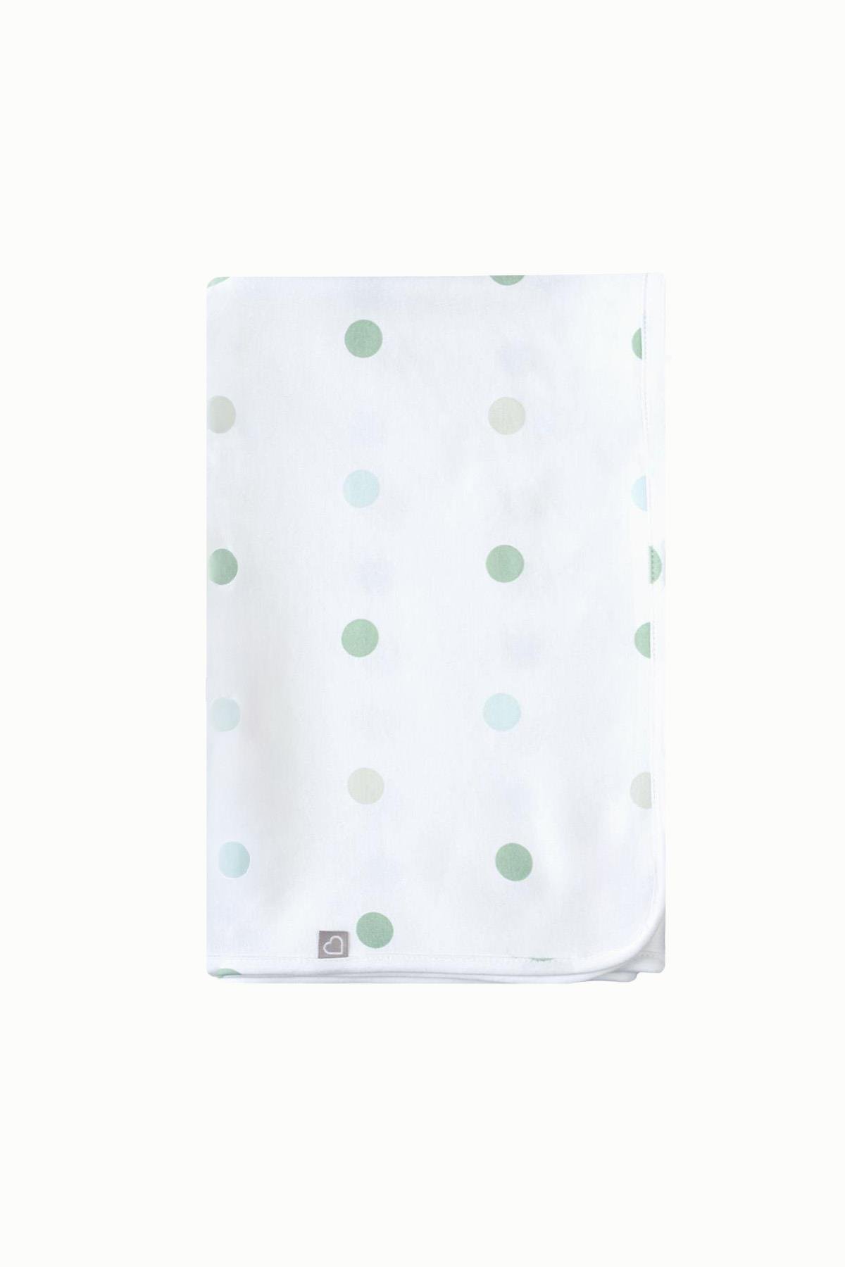 BouminiBoumini 80x100 cm Pamuklu Çift Katlı Bebek Battaniyesi Yeşil PuantiyelerBattaniye