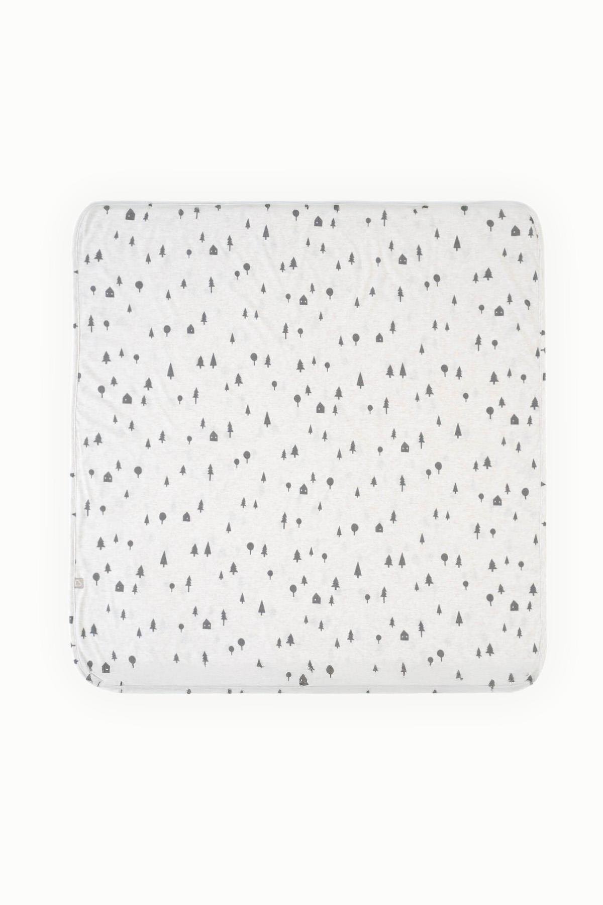 BouminiBoumini 80x80 cm %100 Pamuklu Çift Katlı Bebek Battaniyesi Çam Ormanı BejBattaniye