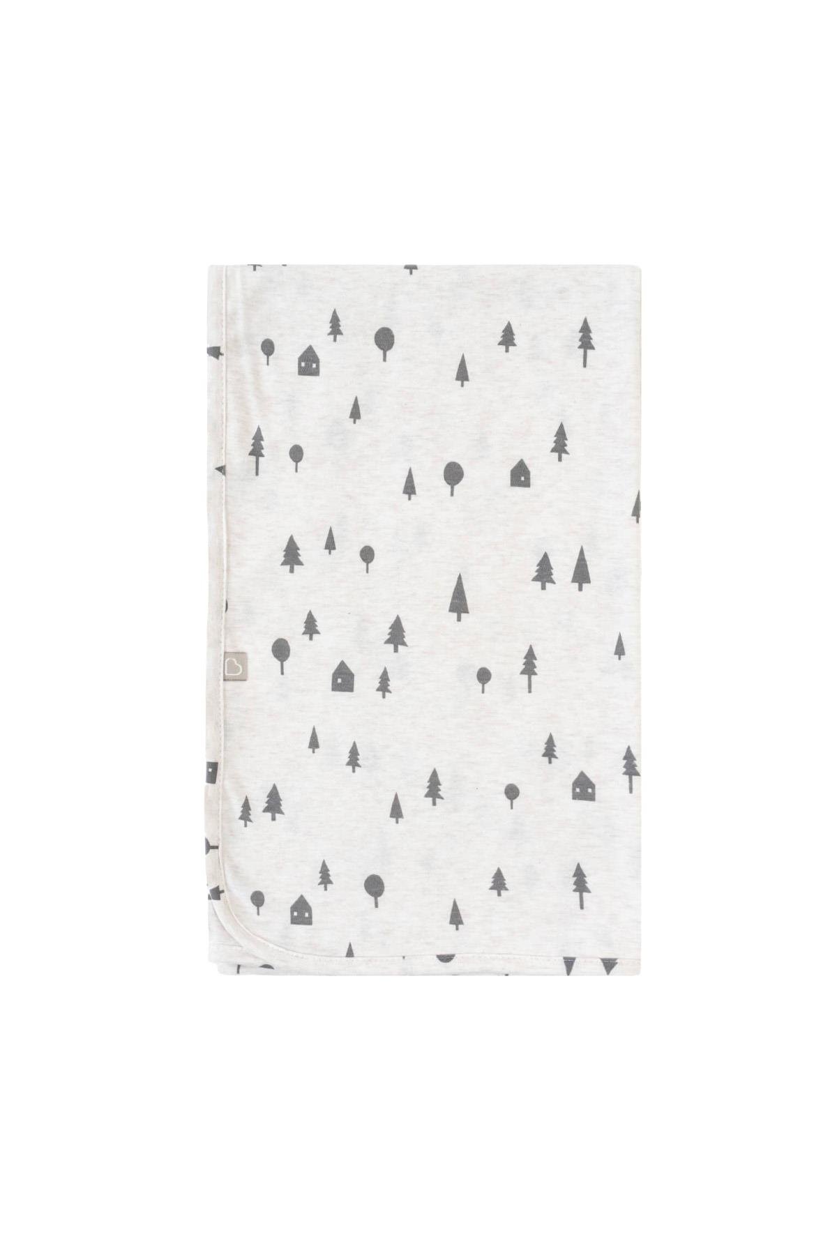 BouminiBoumini 80x80 cm %100 Pamuklu Çift Katlı Bebek Battaniyesi Çam Ormanı BejBattaniye