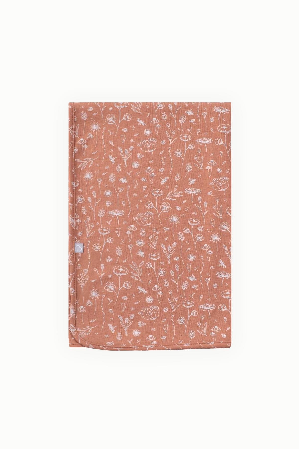 BouminiBoumini 80x80 cm %100 Pamuklu Çift Katlı Bebek Battaniyesi Bahar Çiçekli KiremitBattaniye