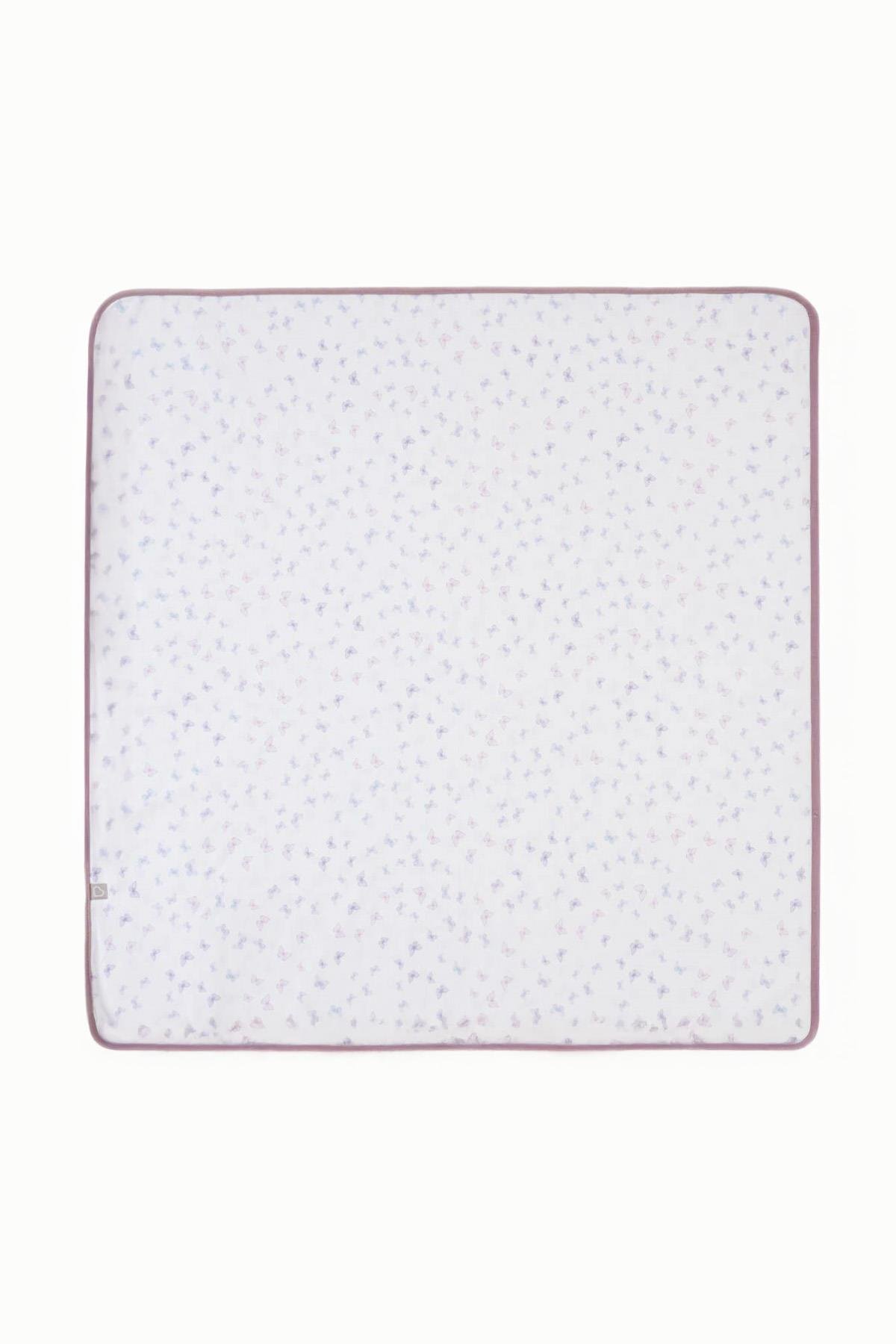 BouminiBoumini 80x80 cm %100 Pamuklu Çift Katlı Bebek Battaniyesi Kelebekler LilaBattaniye