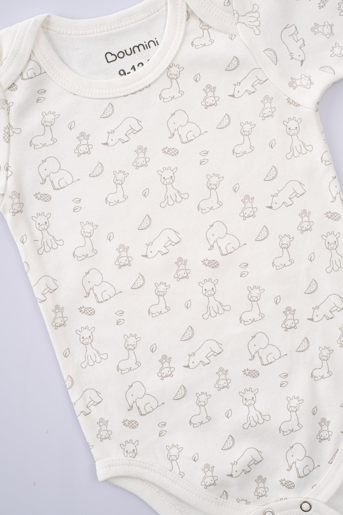 Boumini Bebek Çıtçıtlı Kısa Kollu Body  Zarf Yaka Zürafa Body&Zıbın Boumini Bebek Çıtçıtlı Kısa Kollu Body  Zarf Yaka Zürafa  Boumini