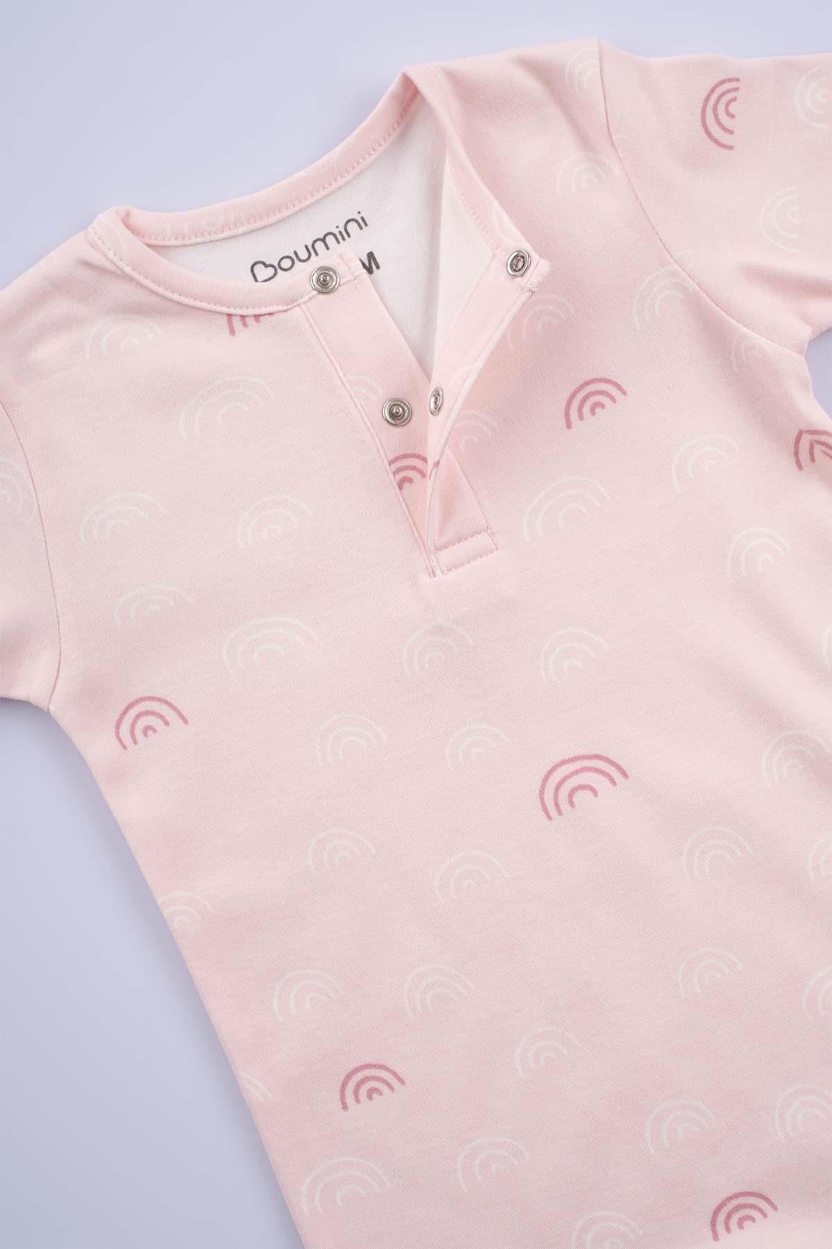 Boumini Bebek Kısa Kollu Şort Tulum Doğal Pamuk Pembe GökkuşağıTulum Boumini Bebek Kısa Kollu Şort Tulum Doğal Pamuk Pembe Gökkuşağı Boumini