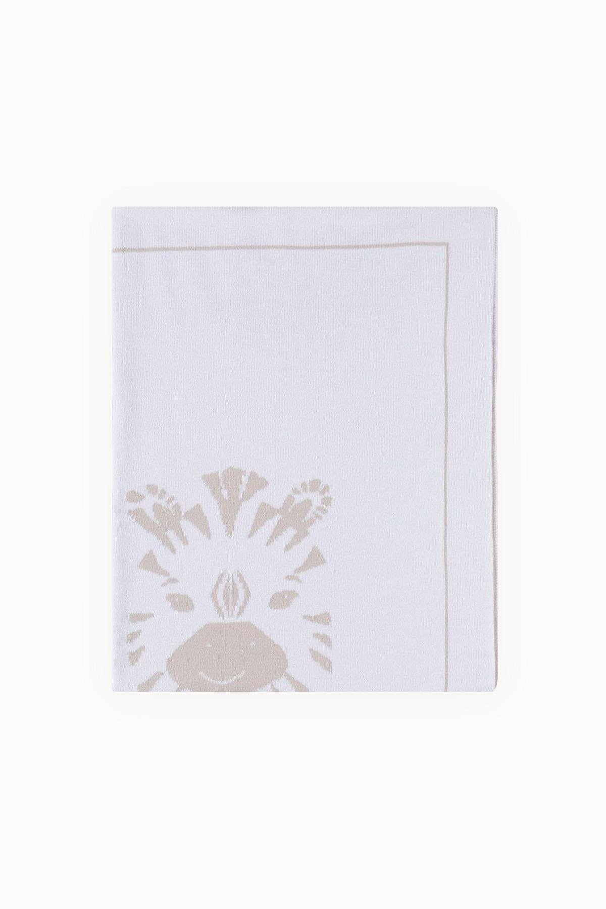 BouminiBoumini Bebek Triko Battaniyesi Çift Taraflı Krem Zebra  80x80 cmBattaniye