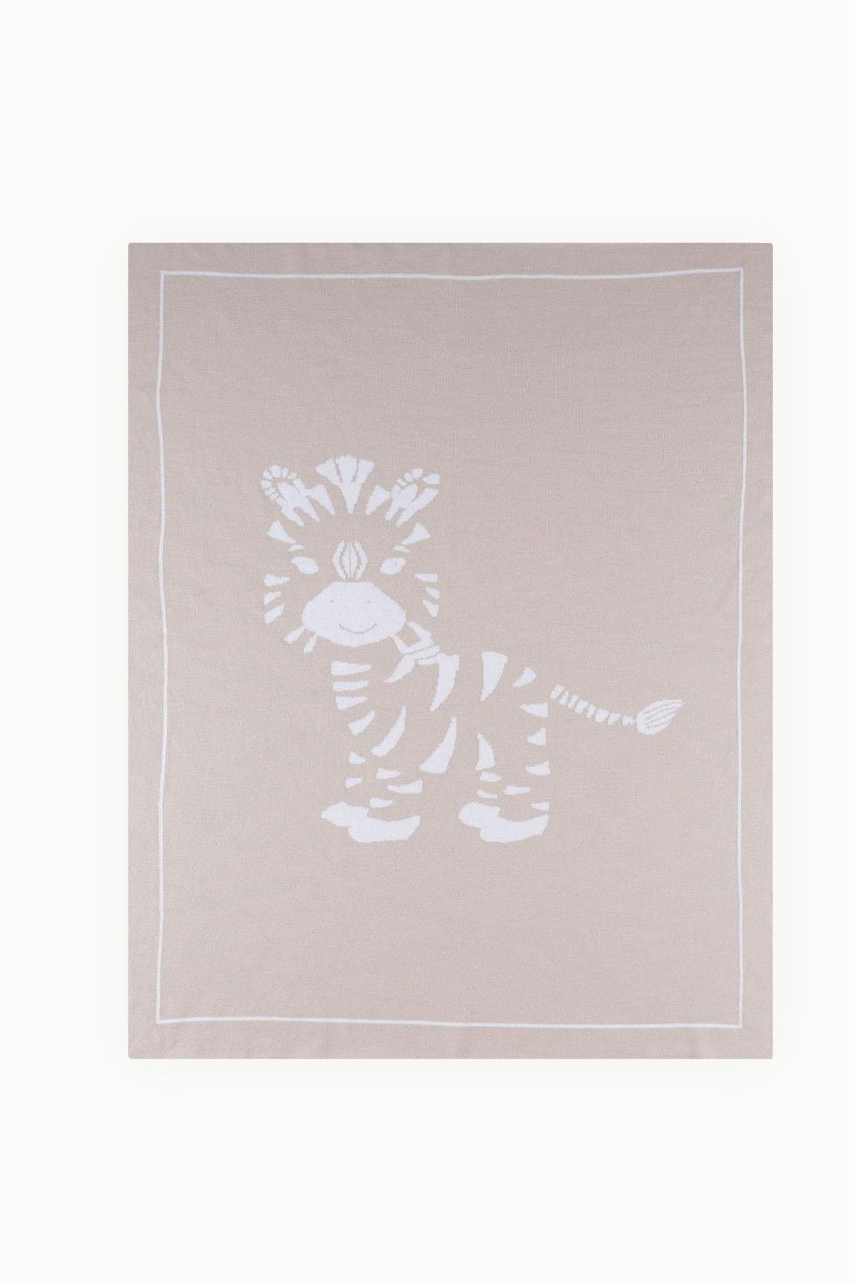 BouminiBoumini Bebek Triko Battaniyesi Çift Taraflı Krem Zebra  80x80 cmBattaniye