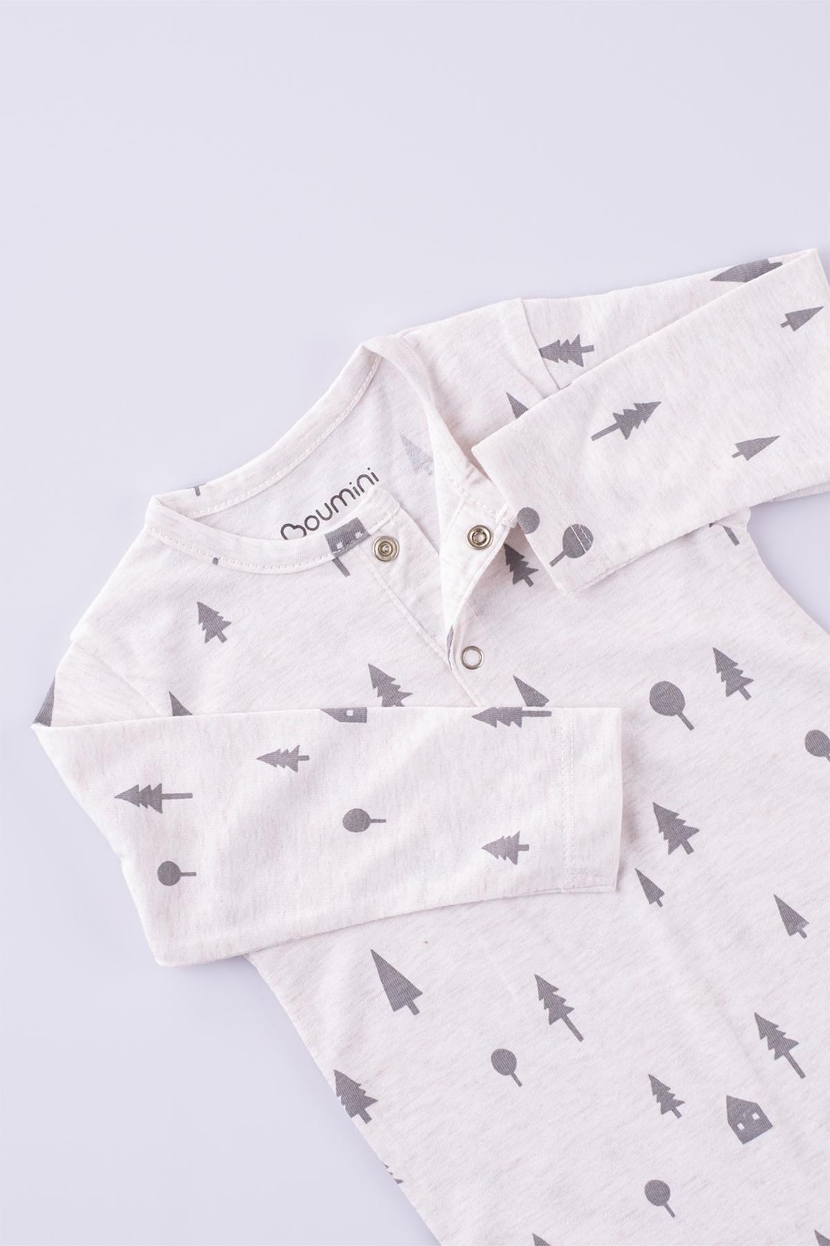 Boumini Bebek Uzun Kollu Çıtçıtlı Tulum Çam OrmanıTulum Boumini Bebek Uzun Kollu Çıtçıtlı Tulum Çam Ormanı Desenli Boumini