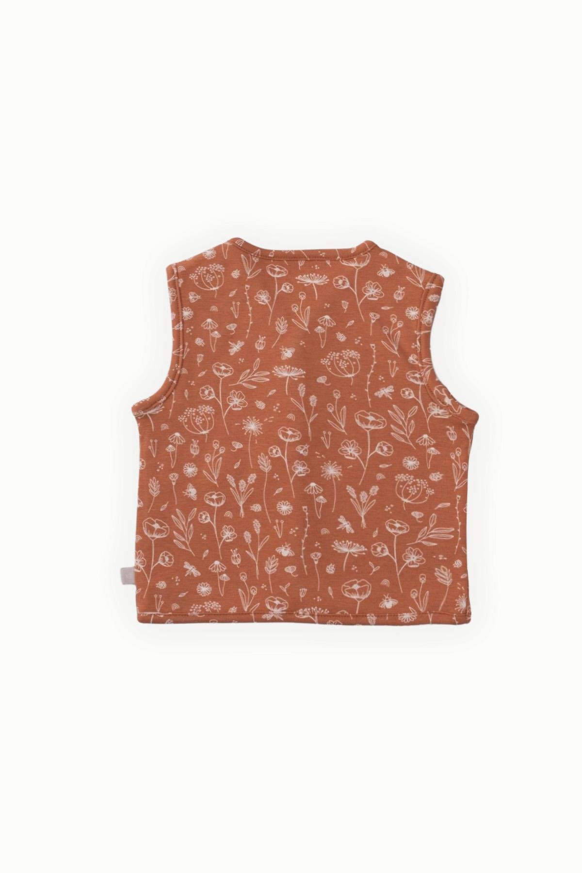 BouminiBoumini Bebek Yelek Çift Taraflı Bahar Çiçekli KiremitYelek