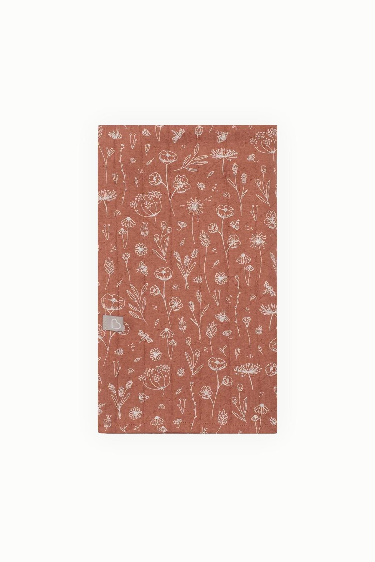 BouminiBoumini Çok Amaçlı Pamuklu Bebek Örtüsü 100x100 cm Bahar Çiçekli KiremitMüslin Örtüler