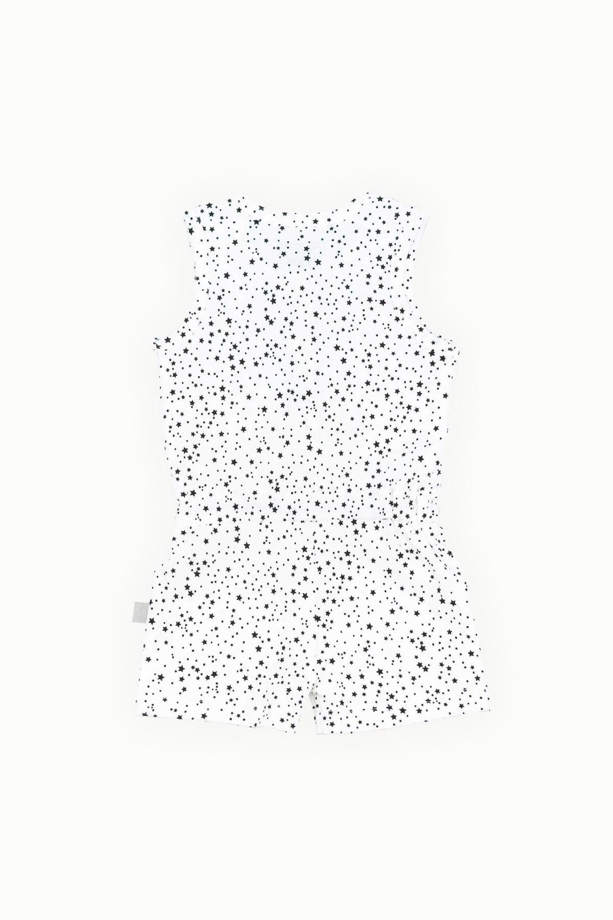 BouminiBoumini Kolsuz Beli Lastikli Şort Tulum Salopet Yıldız Tozu BeyazKız Çocuk Tulum Salopet