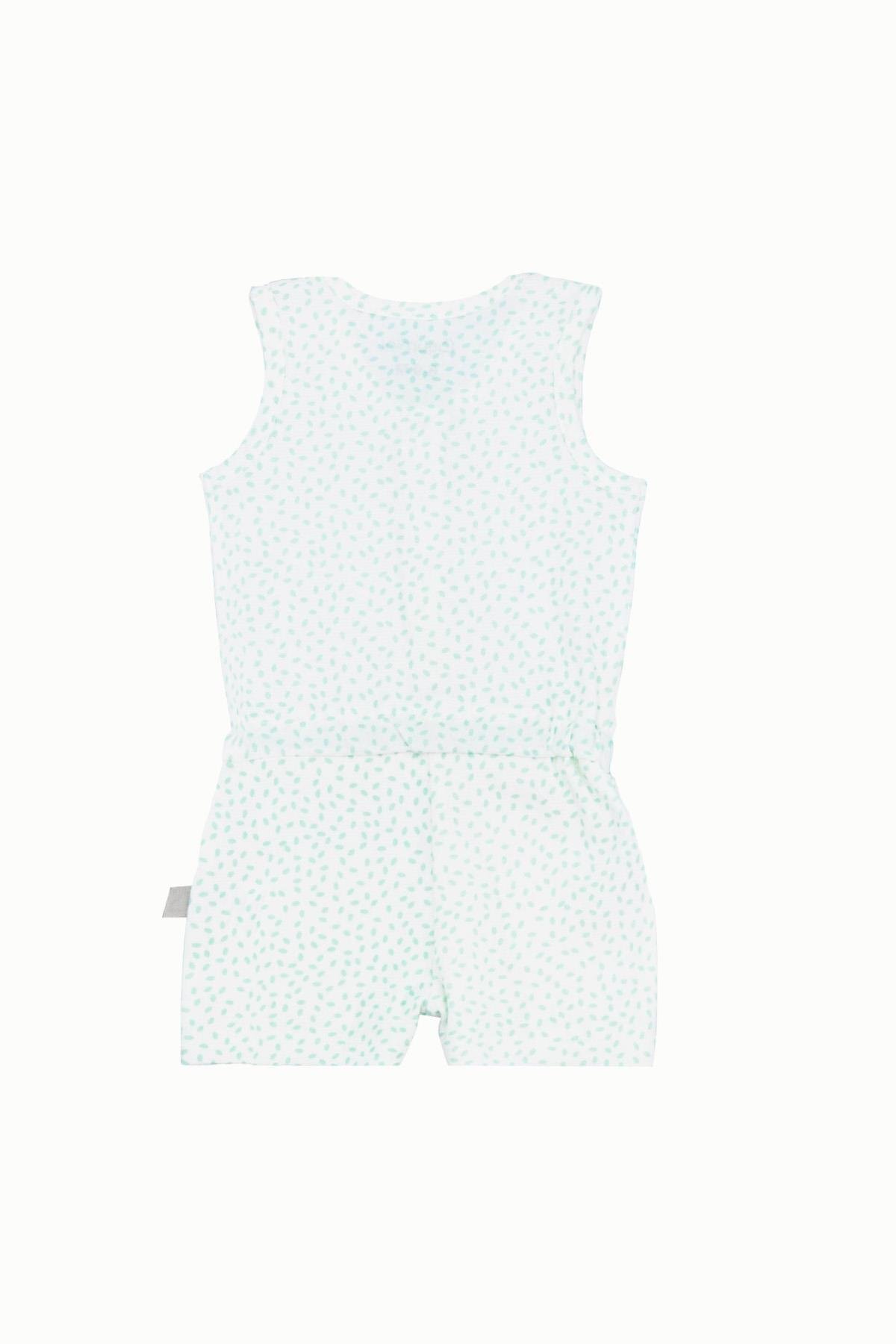 BouminiBoumini Kolsuz Beli Lastikli Şort Tulum Salopet Yapraklar MintKız Çocuk Tulum Salopet