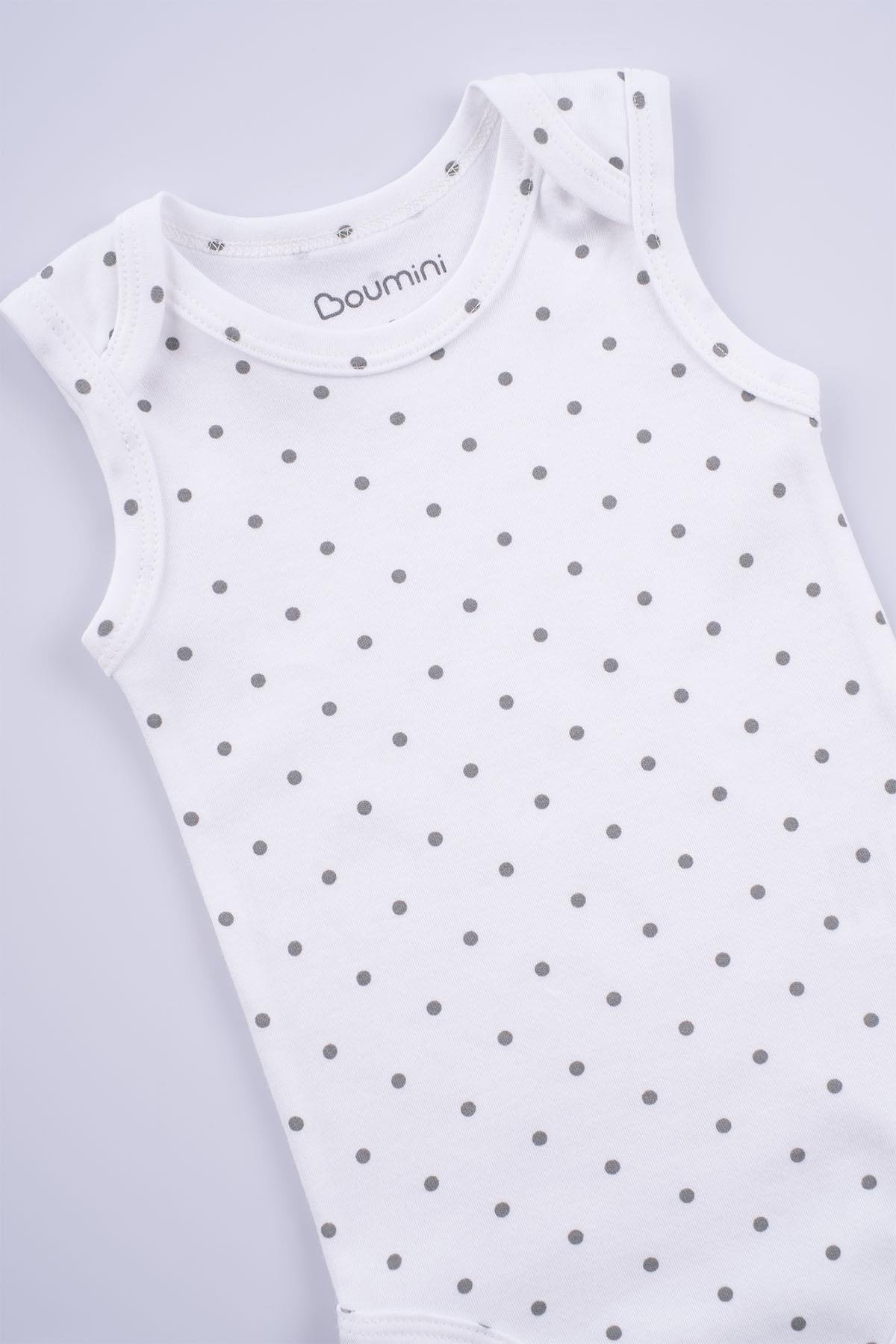 Boumini Kolsuz Çıtçıtlı Atlet İnterlok Bebek Body Gri PuantiyeliBody&Zıbın Boumini Kolsuz Çıtçıtlı Atlet İnterlok Bebek Body Gri Puantiyeli Boumini