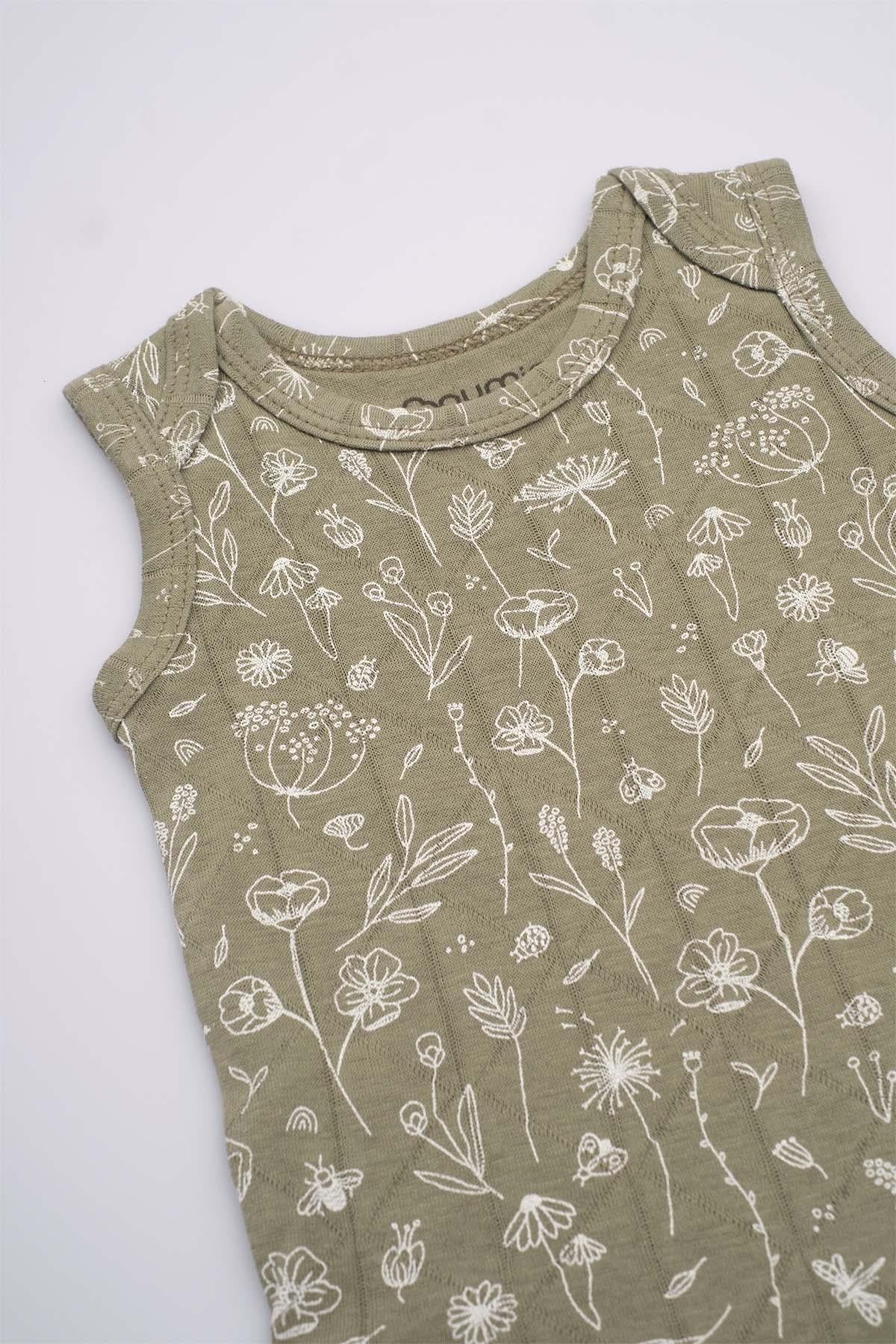 Boumini Kolsuz Çıtçıtlı Atlet Müslin Bebek Body Wild Flowers YeşilBody&Zıbın Boumini Kolsuz Çıtçıtlı Atlet Müslin Bebek Body Wild Flowers Yeşil Boumini