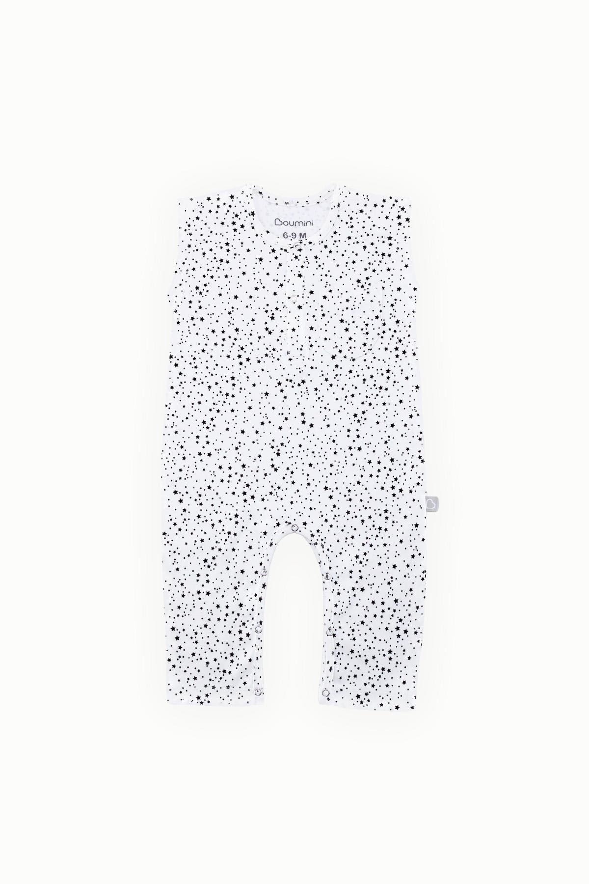 BouminiBoumini Kolsuz Uzun Bacaklı Çıtçıtlı Bebek Tulum Yıldız Tozu BeyazTulum