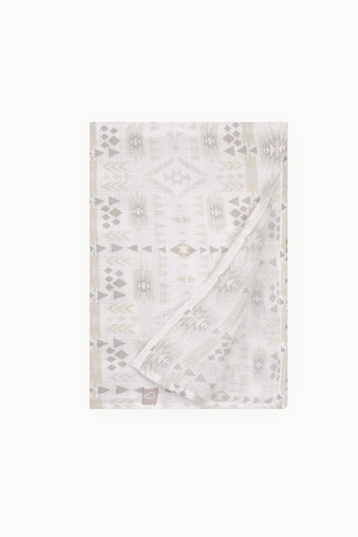 BouminiBoumini Pamuk Müslin Örtü Battaniye 120x120 cm Üçgenli GriMüslin Örtüler