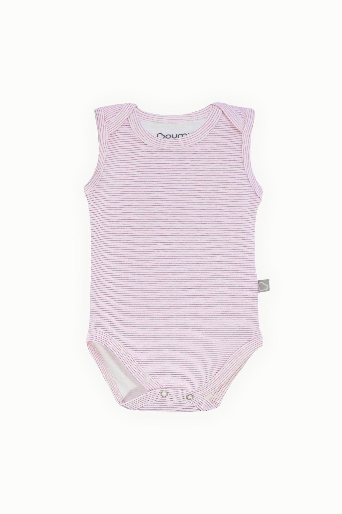 BouminiBoumini Pamuklu Bebek ÇıtÇıtlı Atlet Body Pembe Çizgili Zarf Yaka 0-36 ayBody&Zıbın