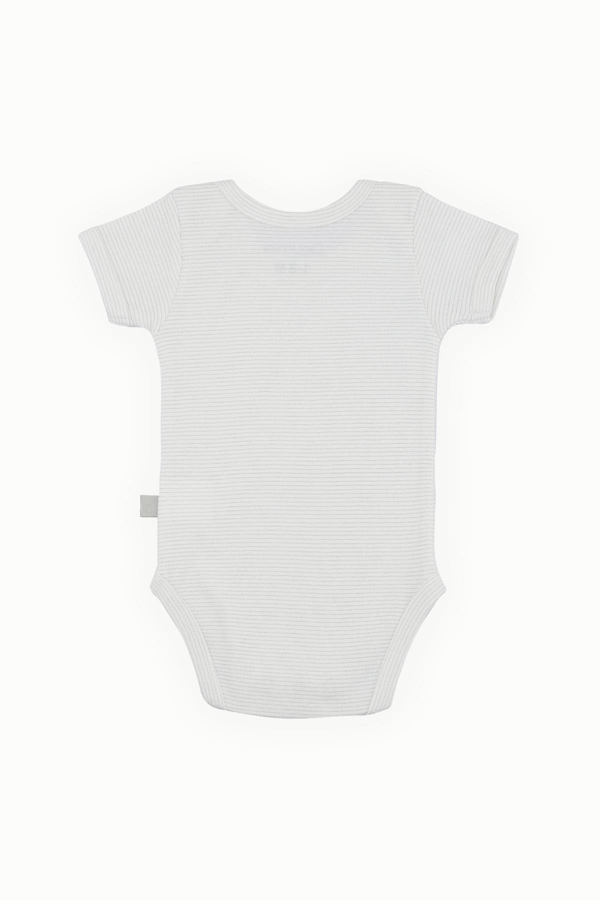 BouminiBoumini Pamuklu Bebek Kısa Kollu Çıtçıtlı Body Krem Çizgili Zarf Yaka 0-36 ayBody&Zıbın