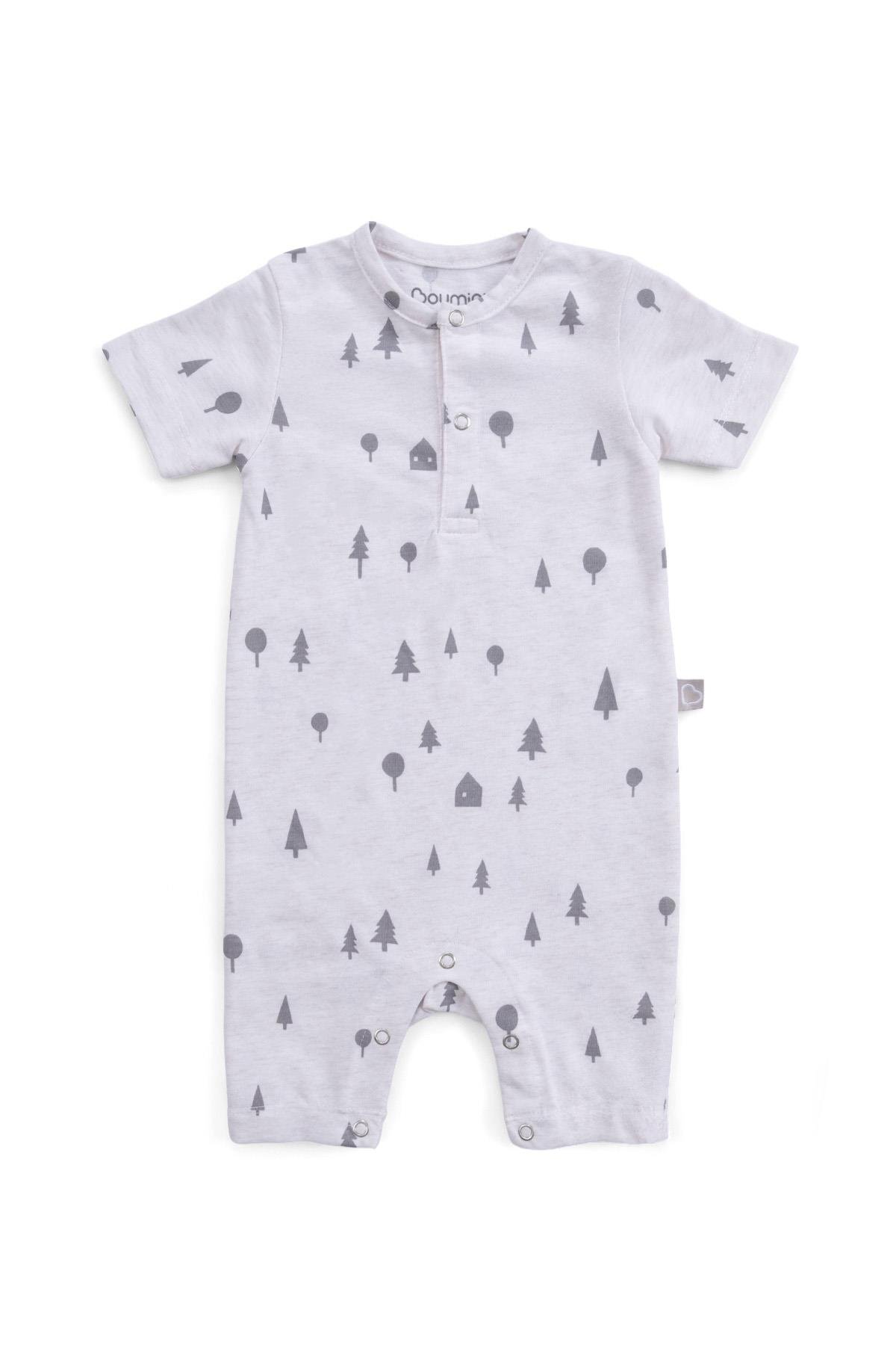 BouminiBoumini Pamuklu Bebek Kısa Kollu Şort Tulumu Çam Ormanı BejTulum