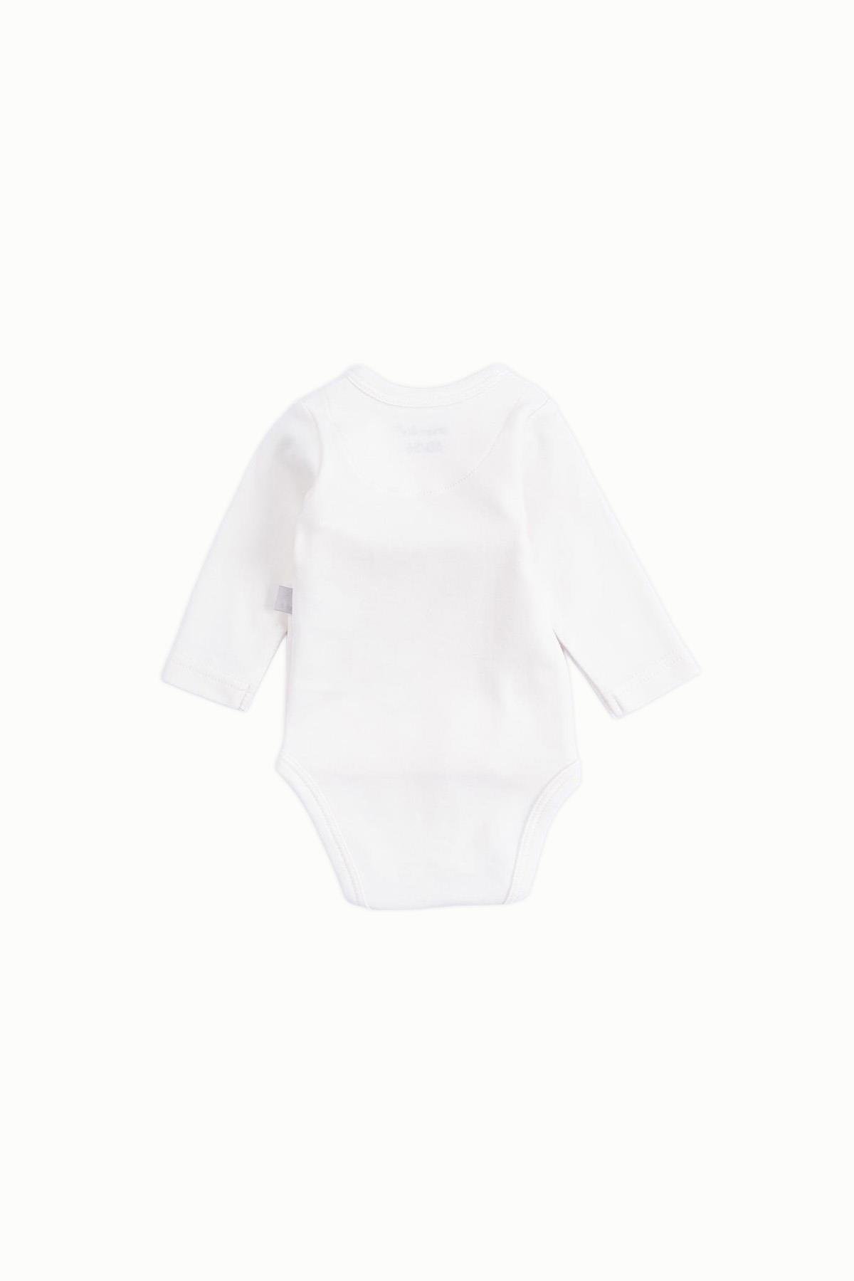 BouminiBoumini Pamuklu Bebek Kruvaze Uzun Kollu Body Ekru ZürafaBody&Zıbın