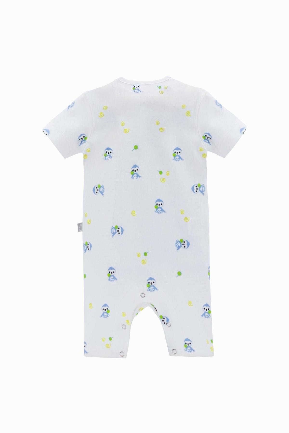 BouminiBoumini Pamuklu Kısa Kollu Şort Bebek Tulum Mavi MiskinTulum