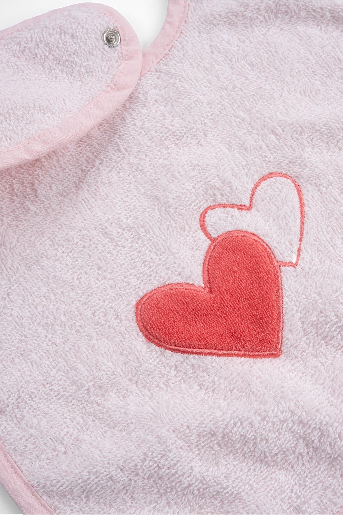 Uygun BebeKalp Nakışlı Bebek Önlüğü Pembe Havlu Önlük 27x37cmMama Önlükleri