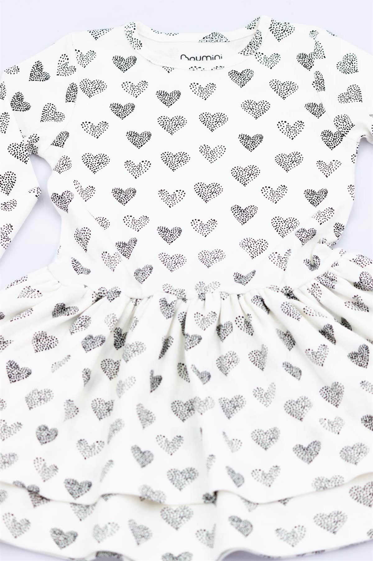 Kız Çocuk Elbise Boumini Volanlı Kat Kat Kız Çocuk Elbise Kalpler Boumini