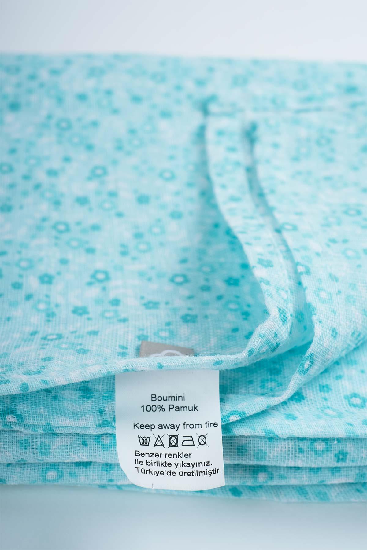 Müslin Örtü 120x120 cm Doğal Pamuk Müslin Yeşil Mine ÇiçeğiMüslin Örtüler Müslin Örtü 120x120 cm Doğal Pamuk Müslin Yeşil Mine Çiçeği Boumini