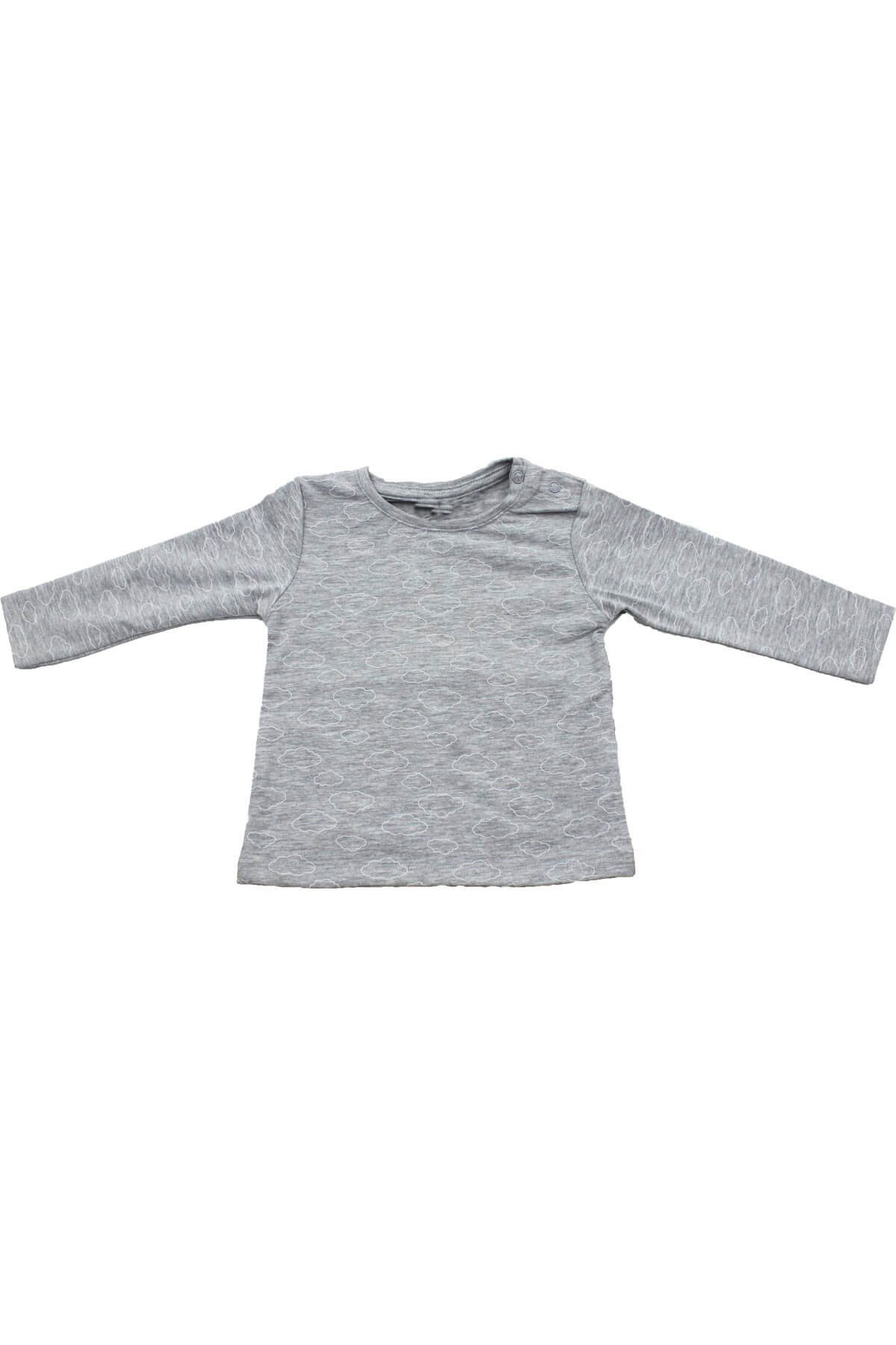 Tişört Bulut Desenli Unisex Uzun Kollu Bebek Tişört Uygun Bebe