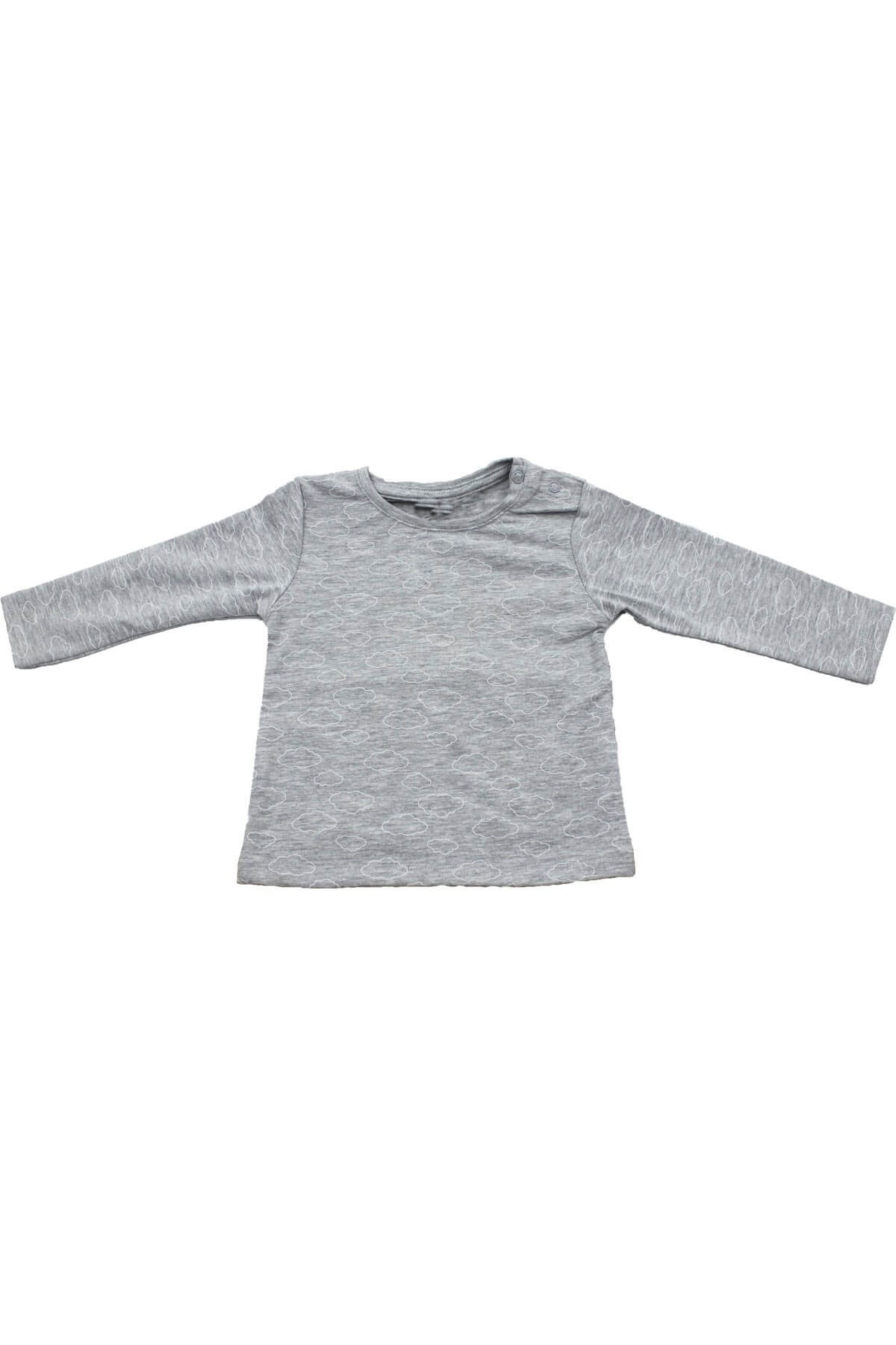 Tişört Bulut Desenli Unisex Uzun Kollu Bebek Tişört Uygun Bebe