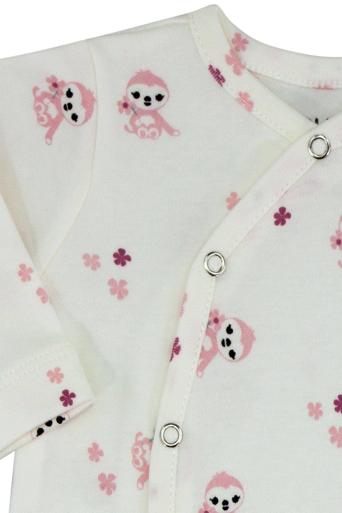 Tulum Boumini Yeni Doğan Patikli Bebek Tulumu 0-6 ay Pembe Tembel Hayvan Boumini