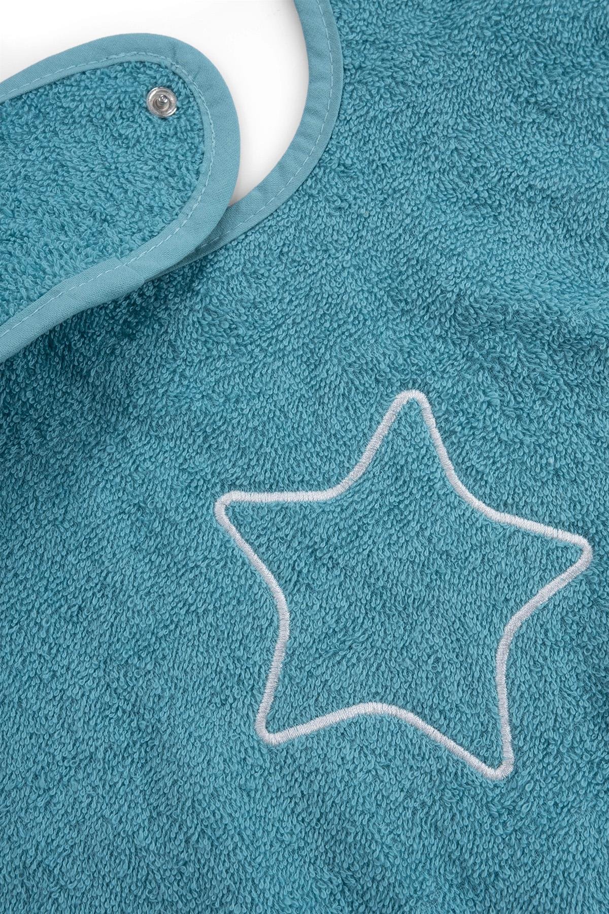 Uygun BebeYıldız Nakışlı Bebek Önlüğü Mavi Havlu Önlük 27x37cmMama Önlükleri