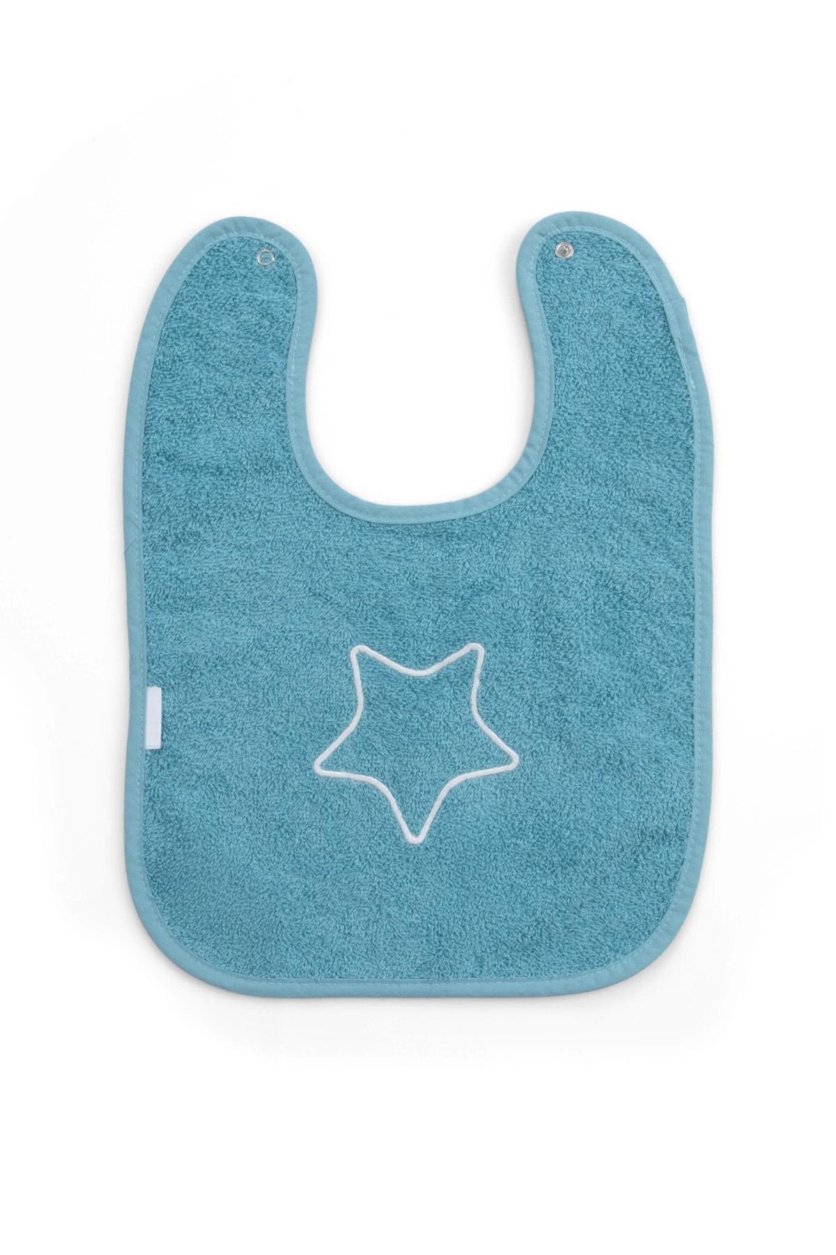 Uygun BebeYıldız Nakışlı Bebek Önlüğü Mavi Havlu Önlük 27x37cmMama Önlükleri