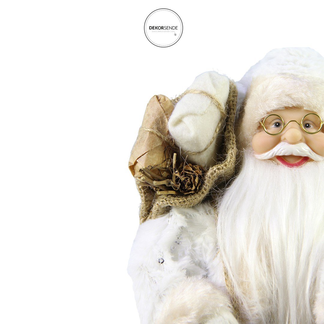 Baklava Desen Noel Baba Beyaz Altın 30 cm - Noel Baba ve Figürler
