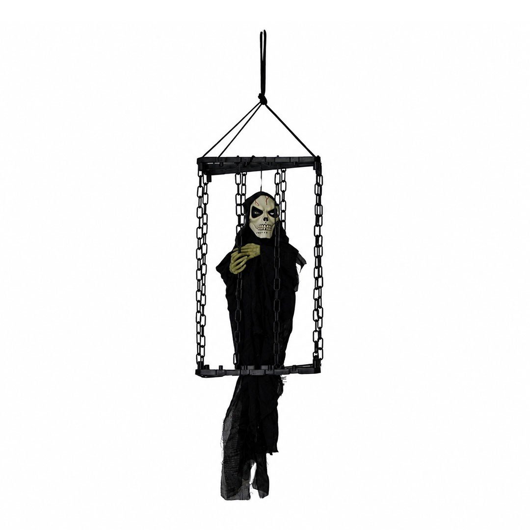 Cadılar Bayramı Asılabilir Kafeste Kuru Kafa 60 cm - Halloween
