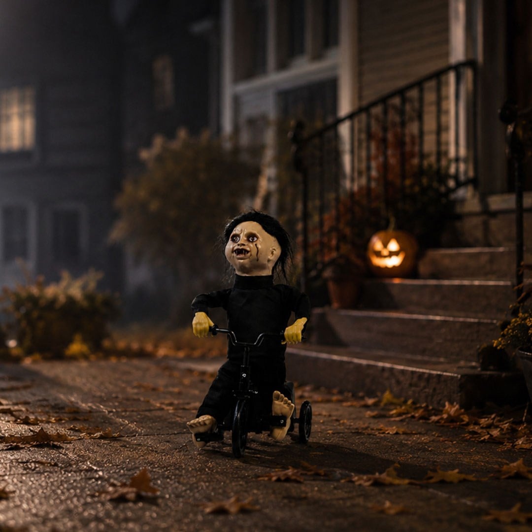 Cadılar Bayramı Bisikletli Hareketli Chucky 35 cm - Halloween