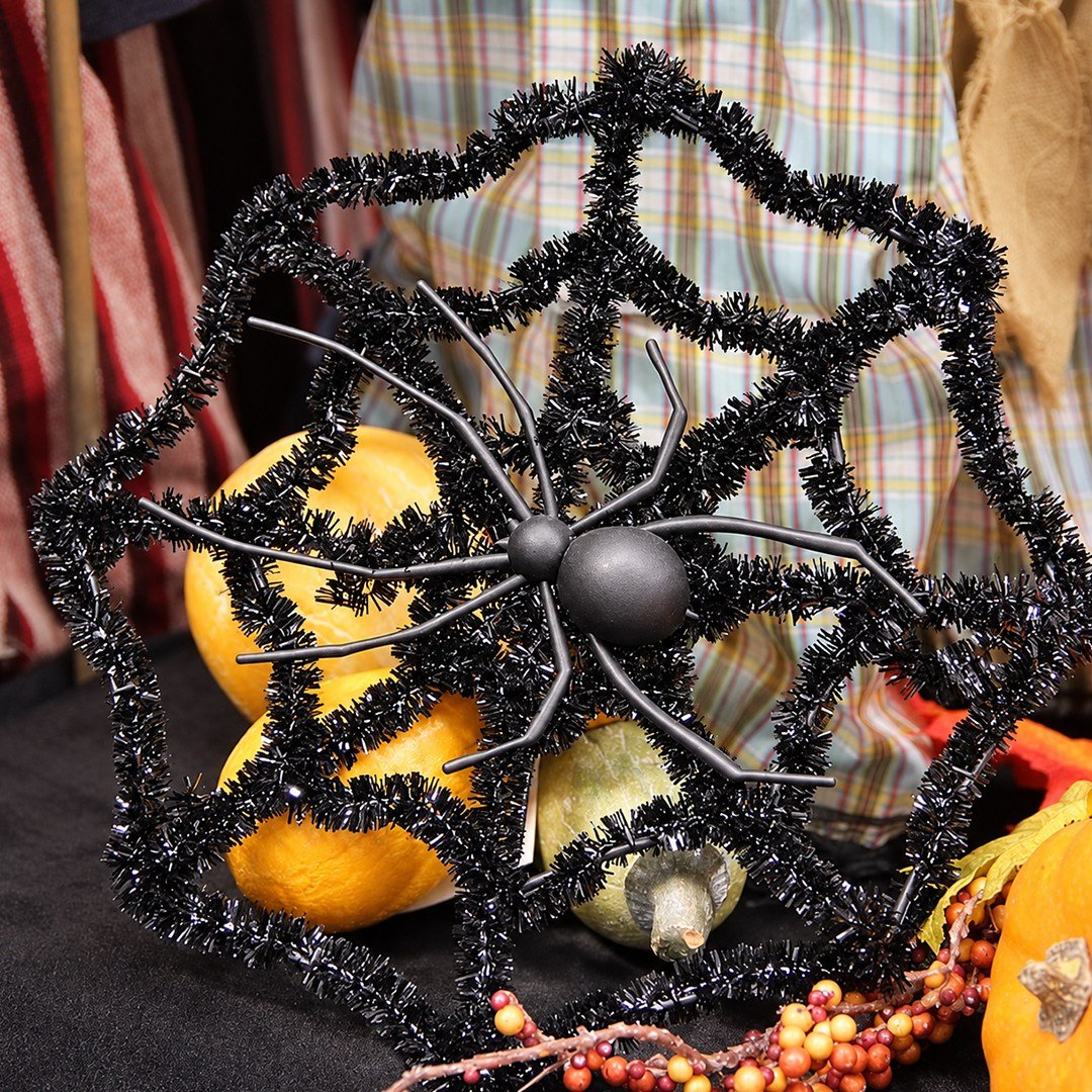 Cadılar Bayramı Simli Örümcek Ağı Siyah 30 cm - Halloween