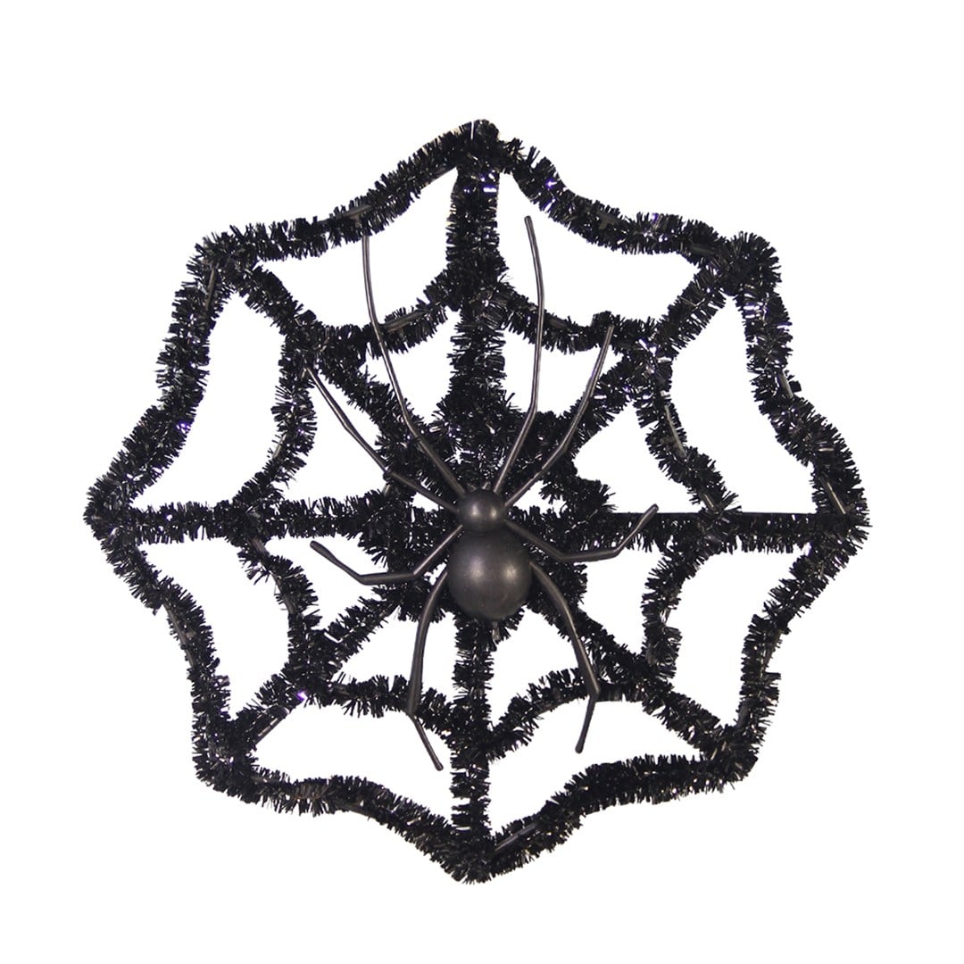 Cadılar Bayramı Simli Örümcek Ağı Siyah 30 cm - Halloween