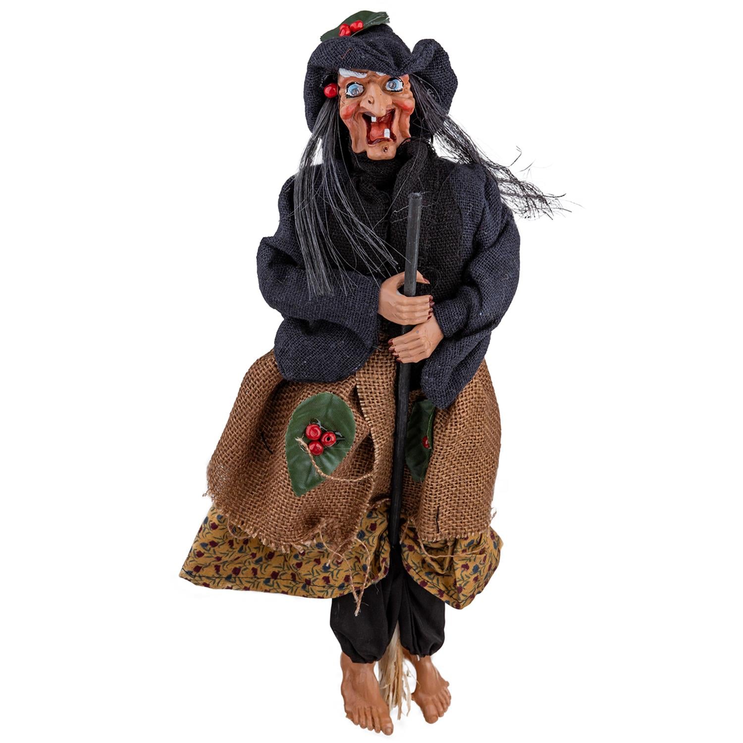 Cadılar Bayramı Uçan Süpürgeli Cadı Lacivert 35 cm - Halloween