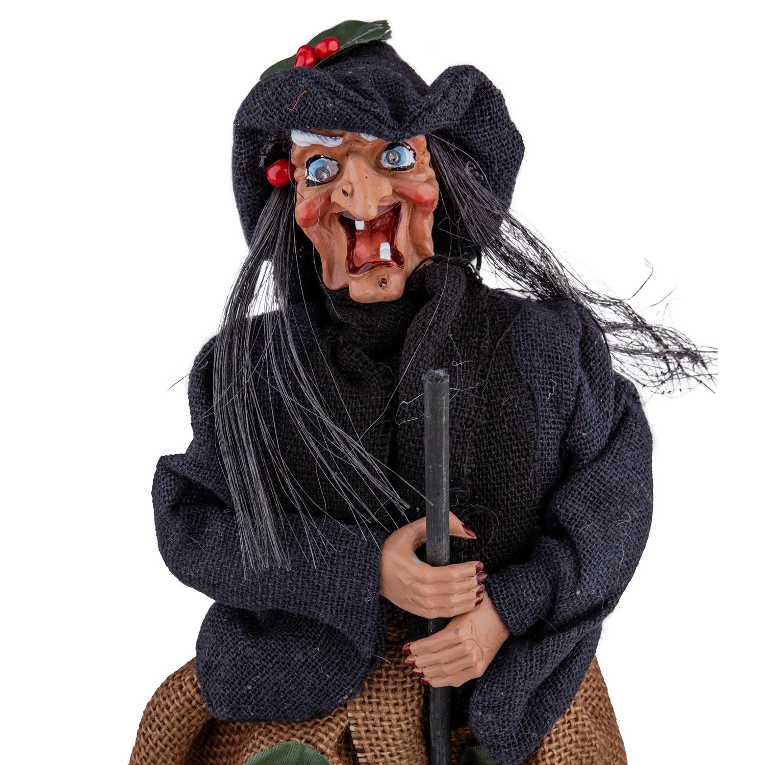 Cadılar Bayramı Uçan Süpürgeli Cadı Lacivert 35 cm - Halloween