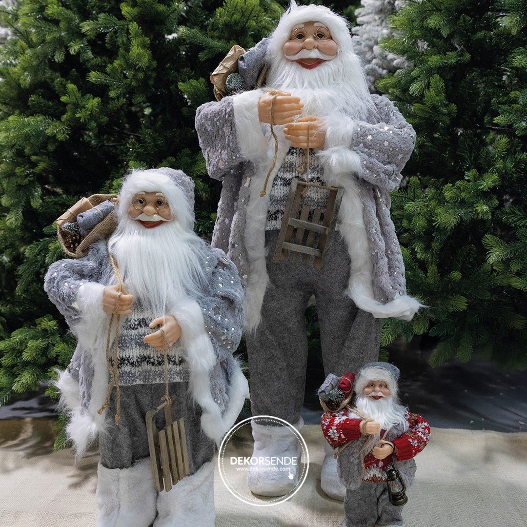 Fenerli Noel Baba Gri 30 cm - Noel Baba ve Figürler