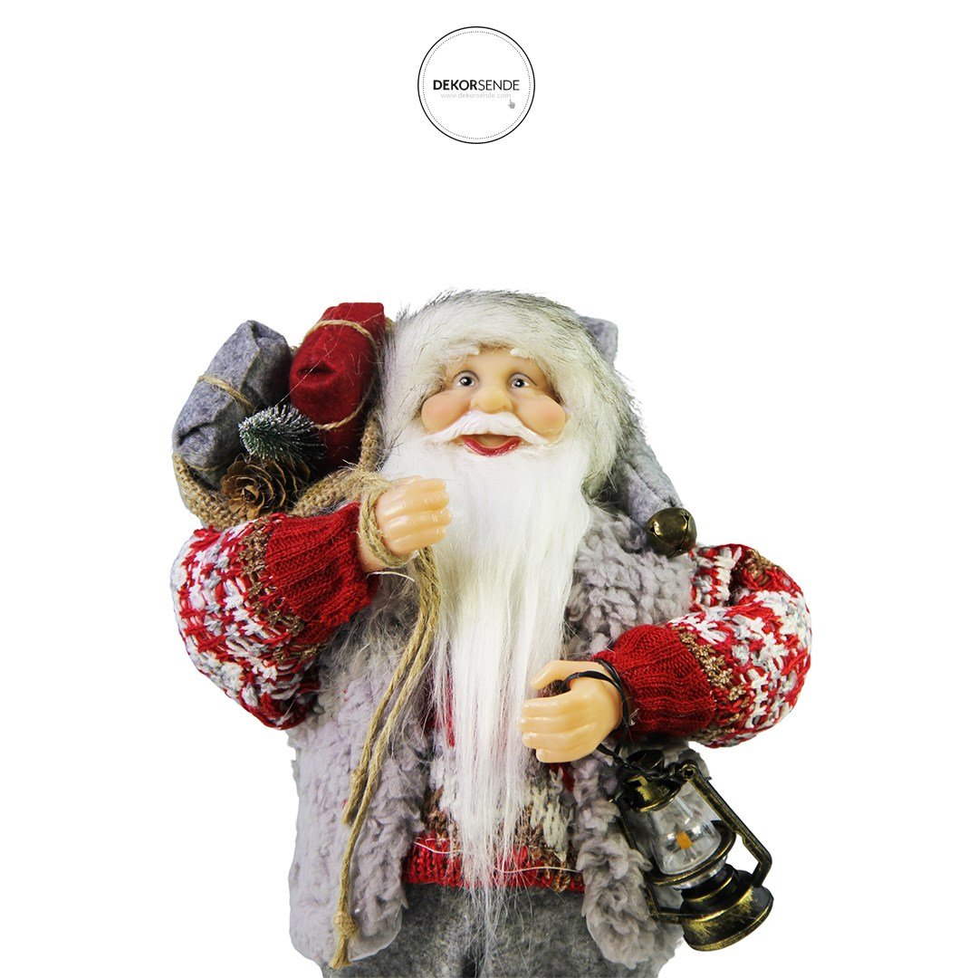 Fenerli Noel Baba Gri 30 cm - Noel Baba ve Figürler